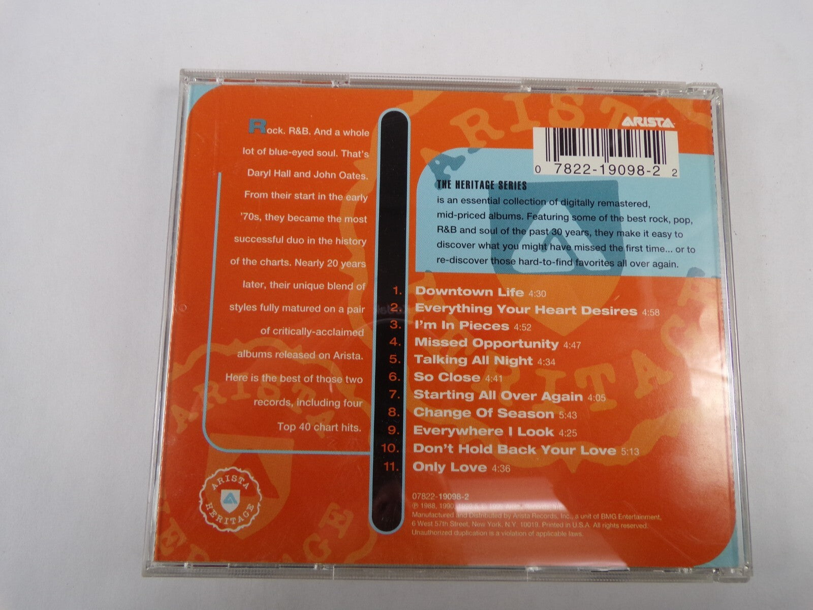 Daryl Hall John Oates Master Hits Downtown Life I'm In Pieces So Close CD#59