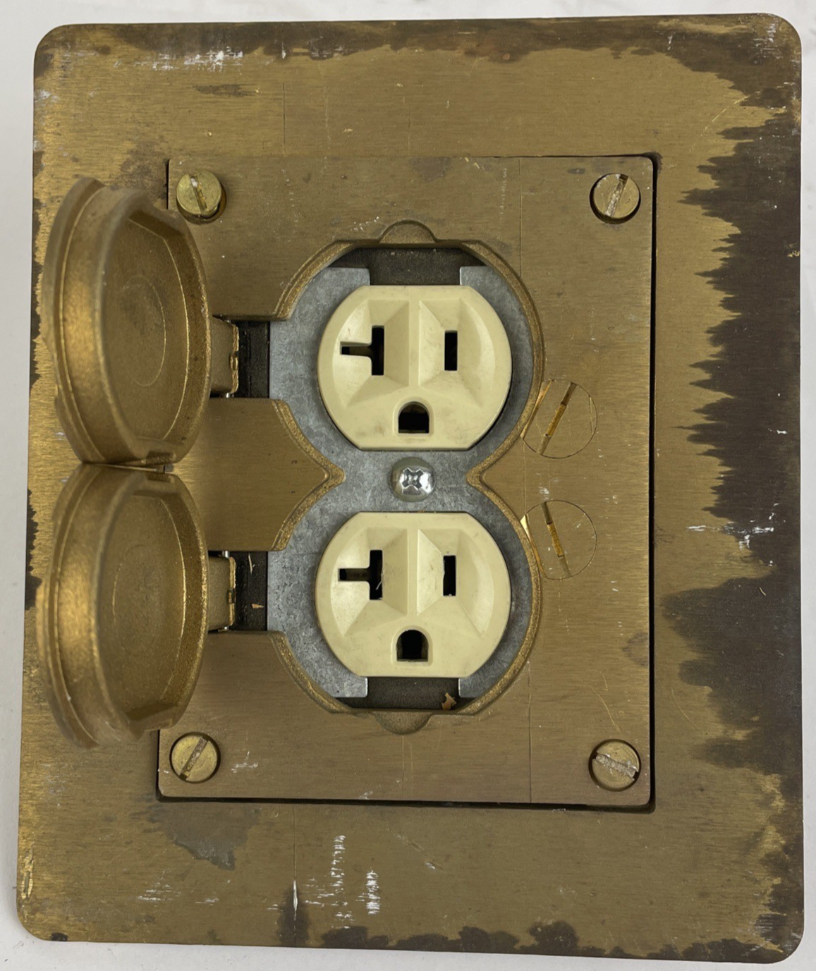 egrand WIREMOLD 828R Omnibox Brass Duplex Receptacle Floor Box Cover Plate +++