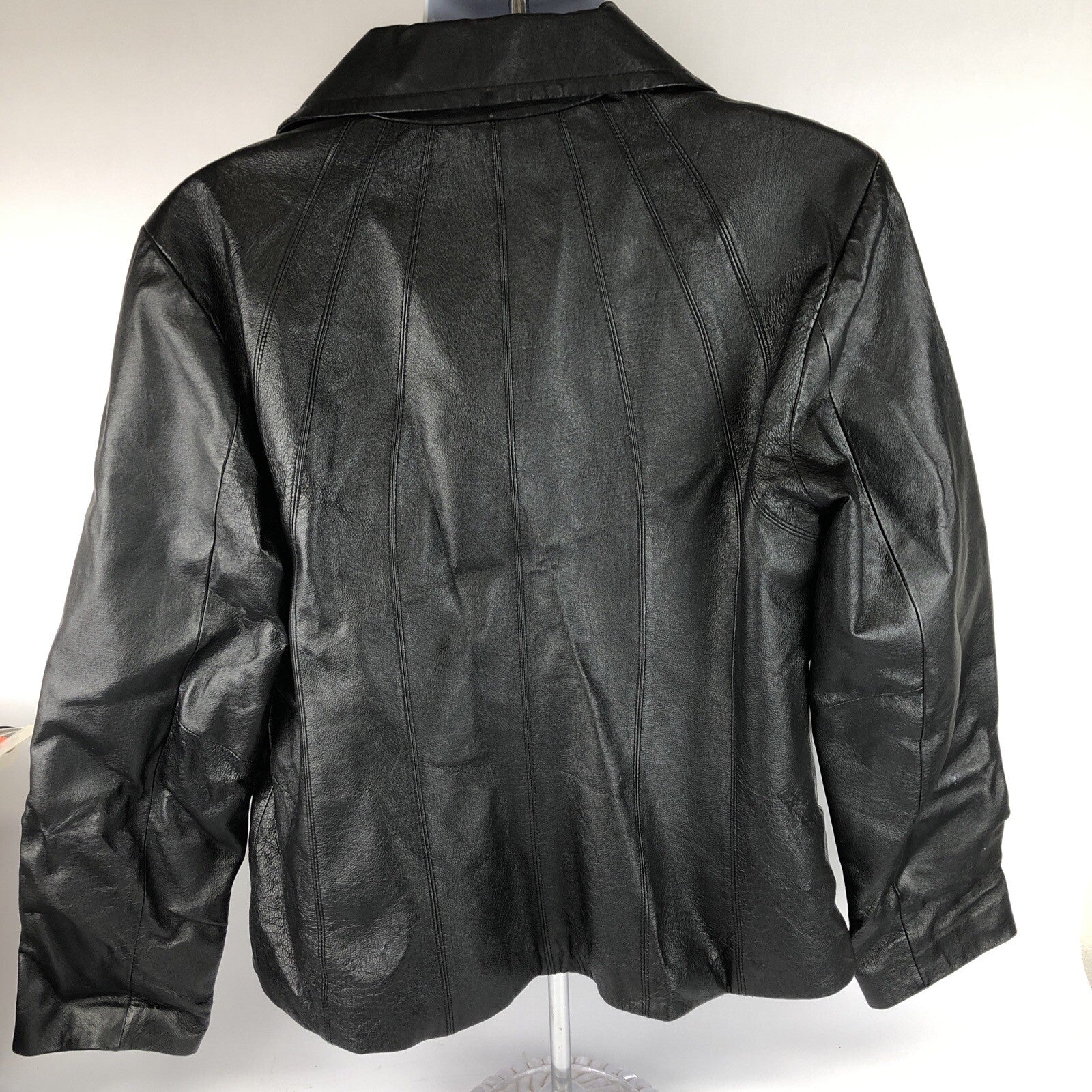 Vintage East 5th Genuine Leather Jacket Women’s  XL Black Zip Front Lined Coat  