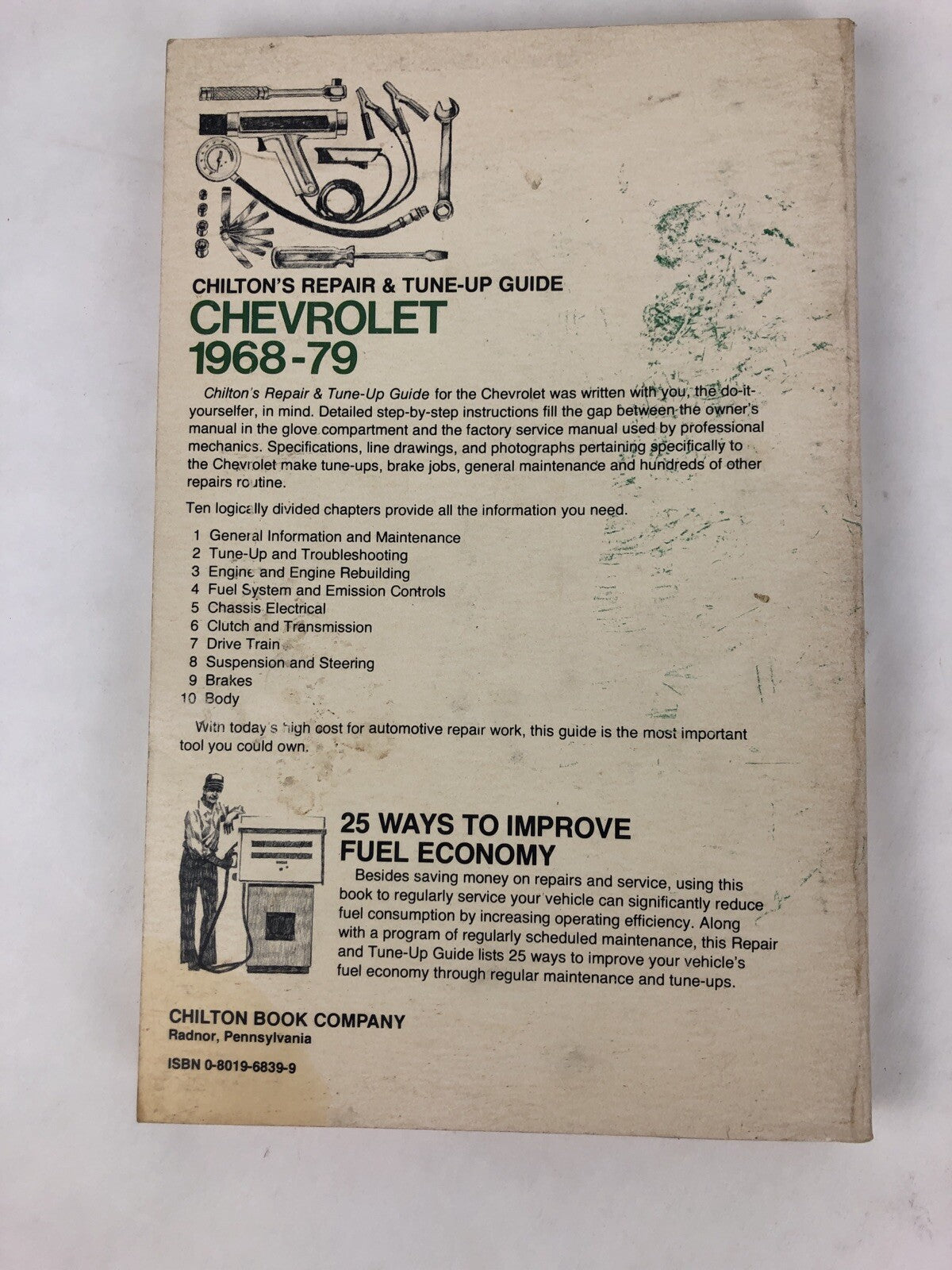 Chilton's Repair Tune-Up Guide Manual Chevrolet 1968 to 1979 - Free Shipping