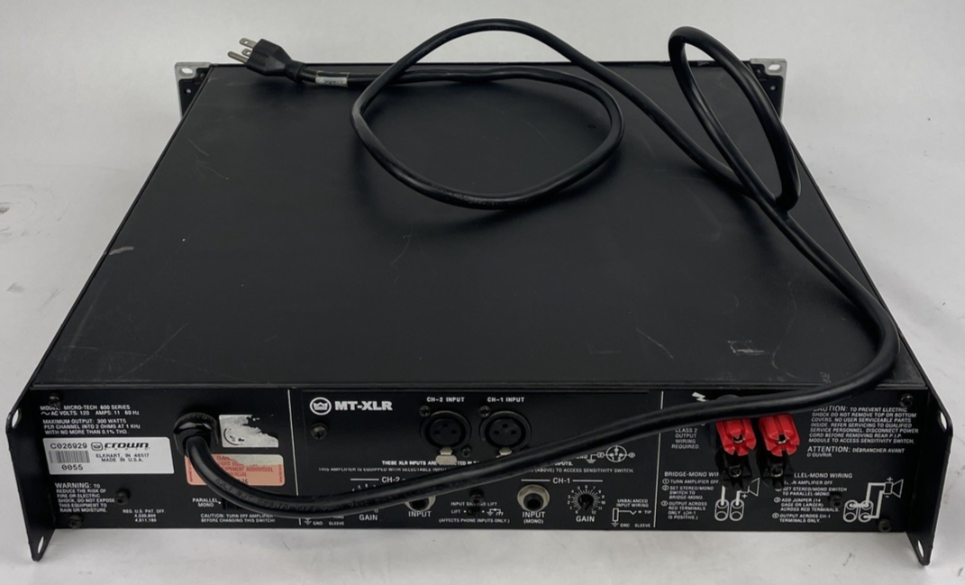 OEM Crown Micro Tech MICRO-TECH 600 2 Channel Power Amplifier w Rack-mount USA
