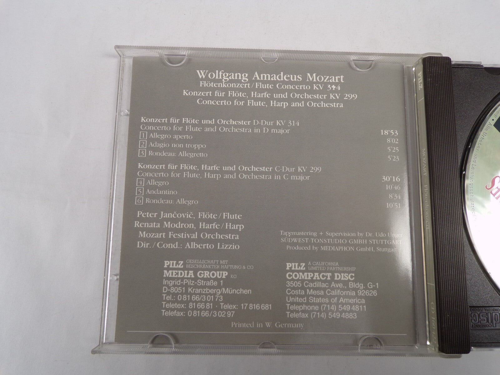 Mozart Flotenkonzert Allegro Aperto Adagio Non Troppo Rondeau Allegretto CD#55