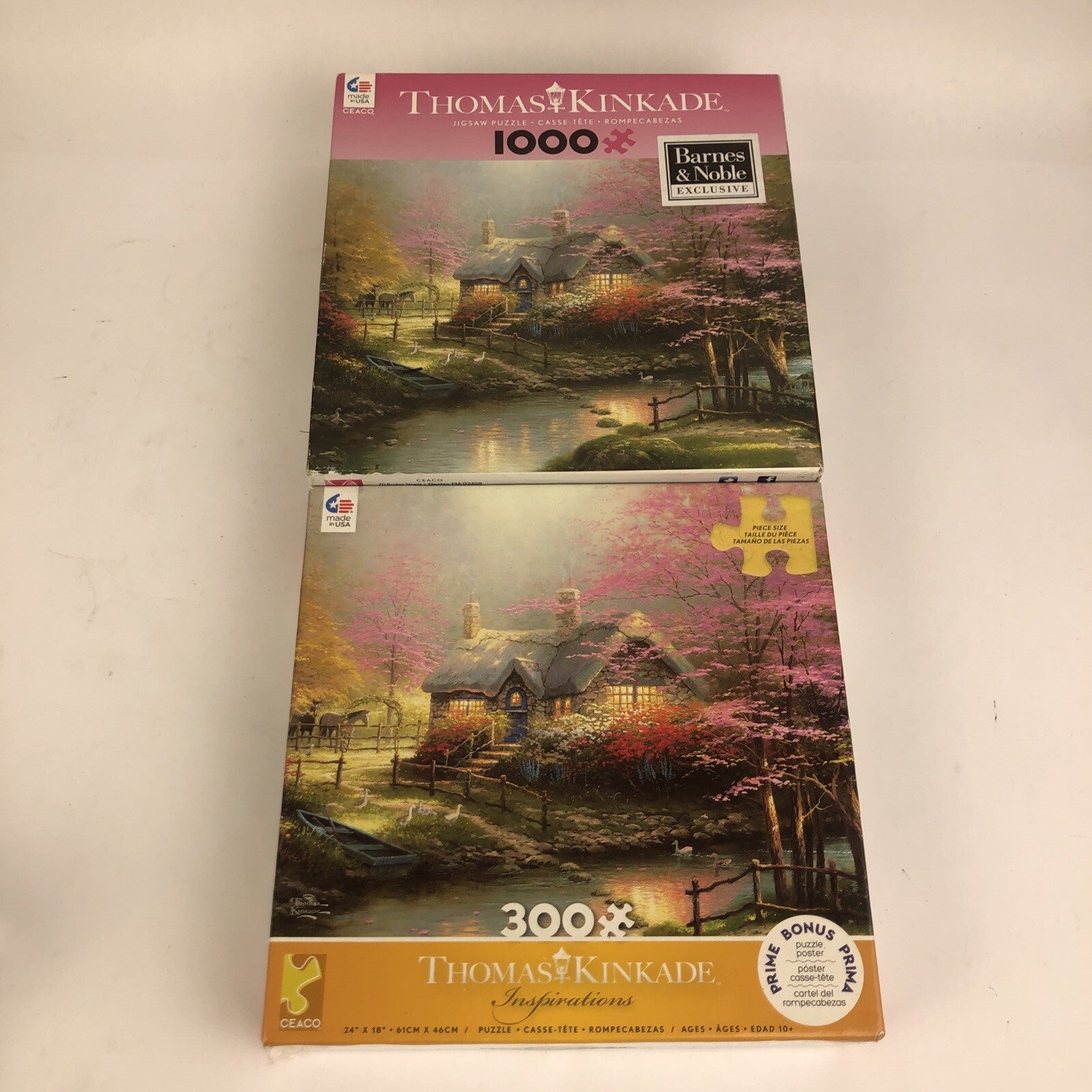 Thomas Kinkade CEACO  Jigsaw Puzzles - Set of 2 1 x 1000 1 x 300 Pieces Complete