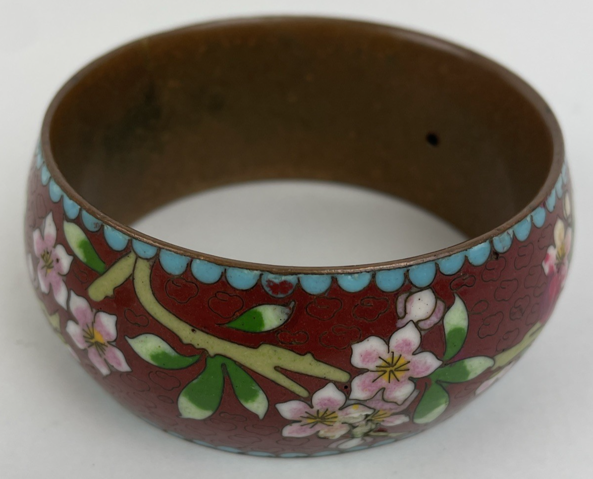 Lot of 3 Bracelet s Vintage Indian bone + Inlay Bangle Brass Floral Bird 8.5
