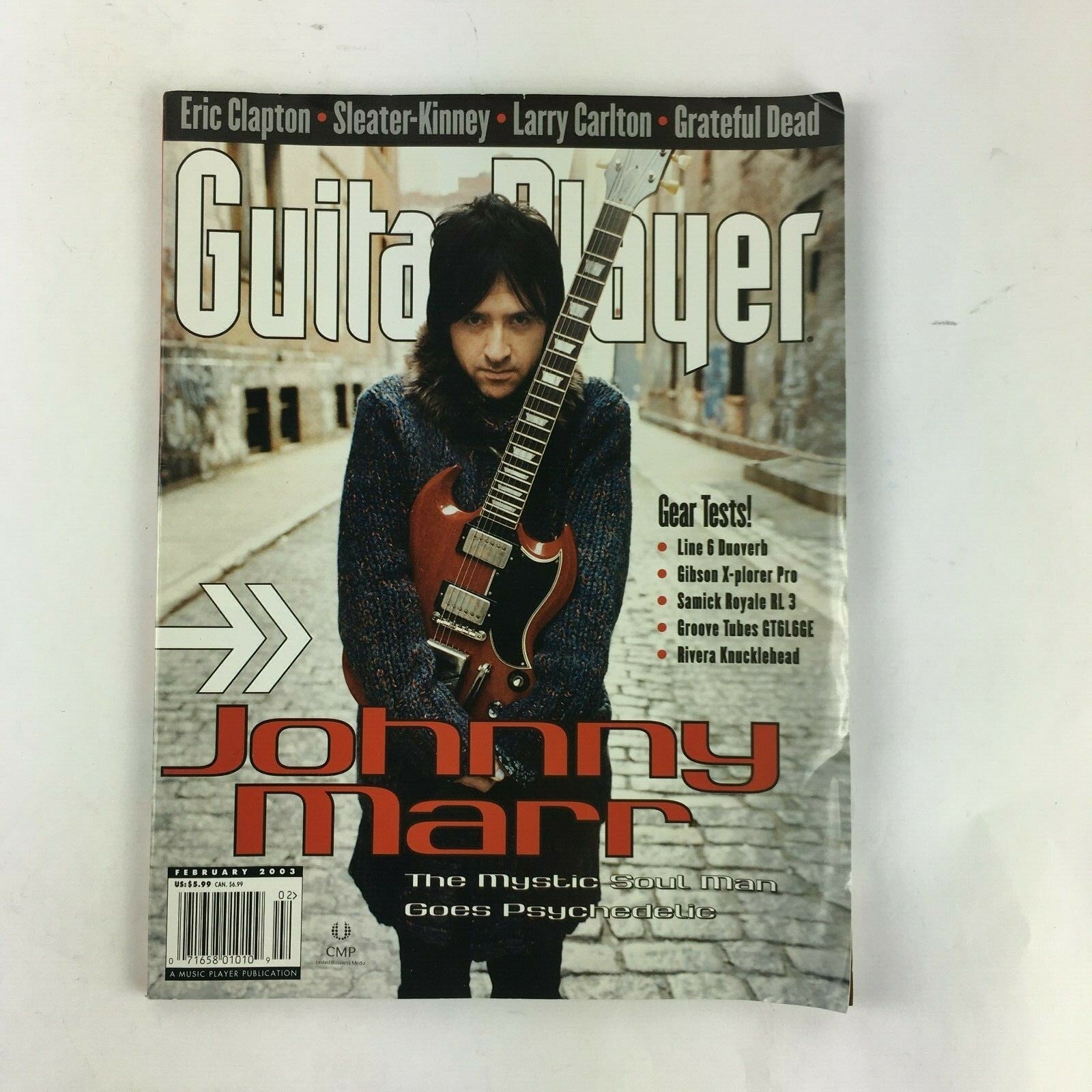 February 2003 Guitar Player Magazine Johnny Mar Eric Clapton Sleater Kinney