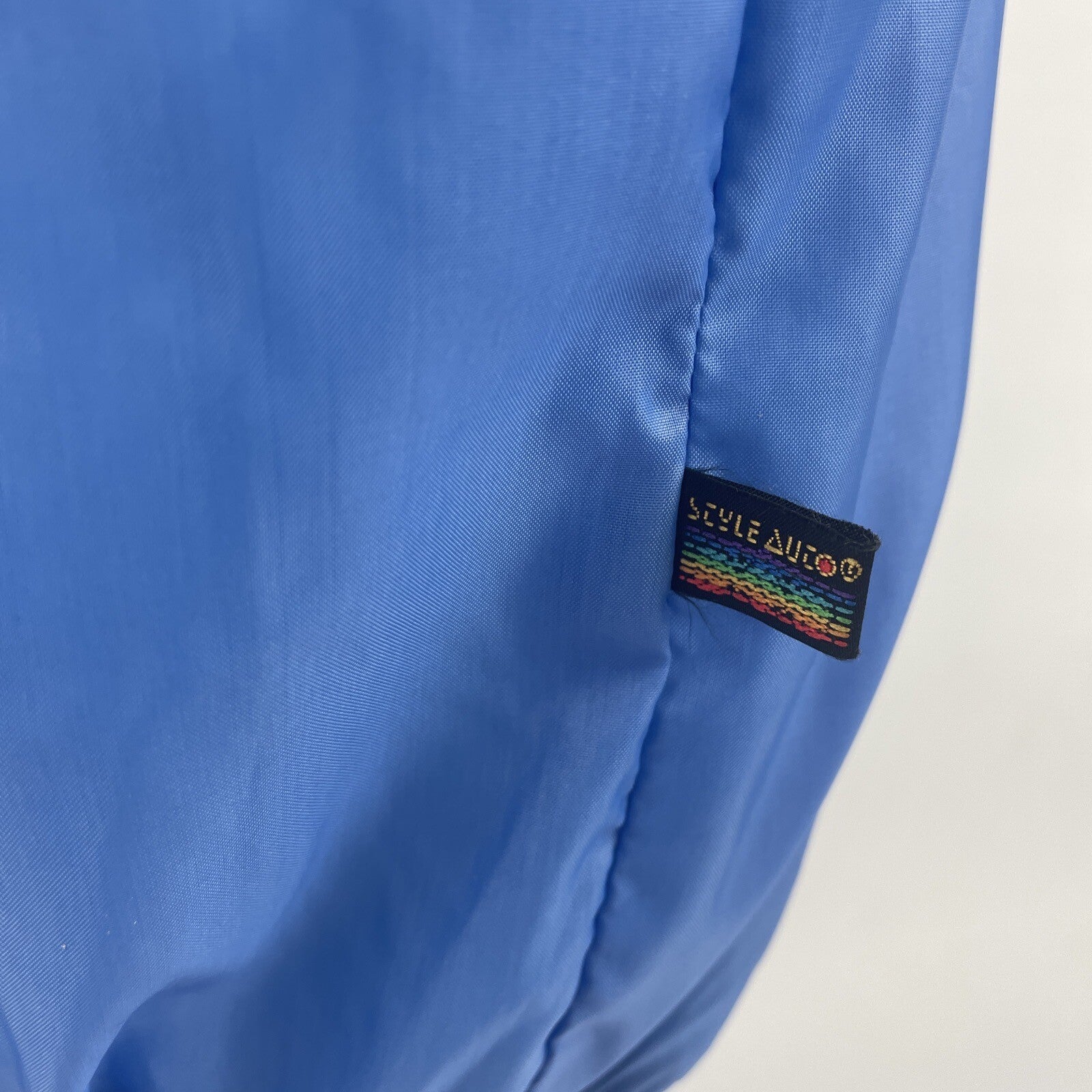 Vintage Style Auto Ferrari Racing Jacket Mens Medium Satin Baby Blue White VGC