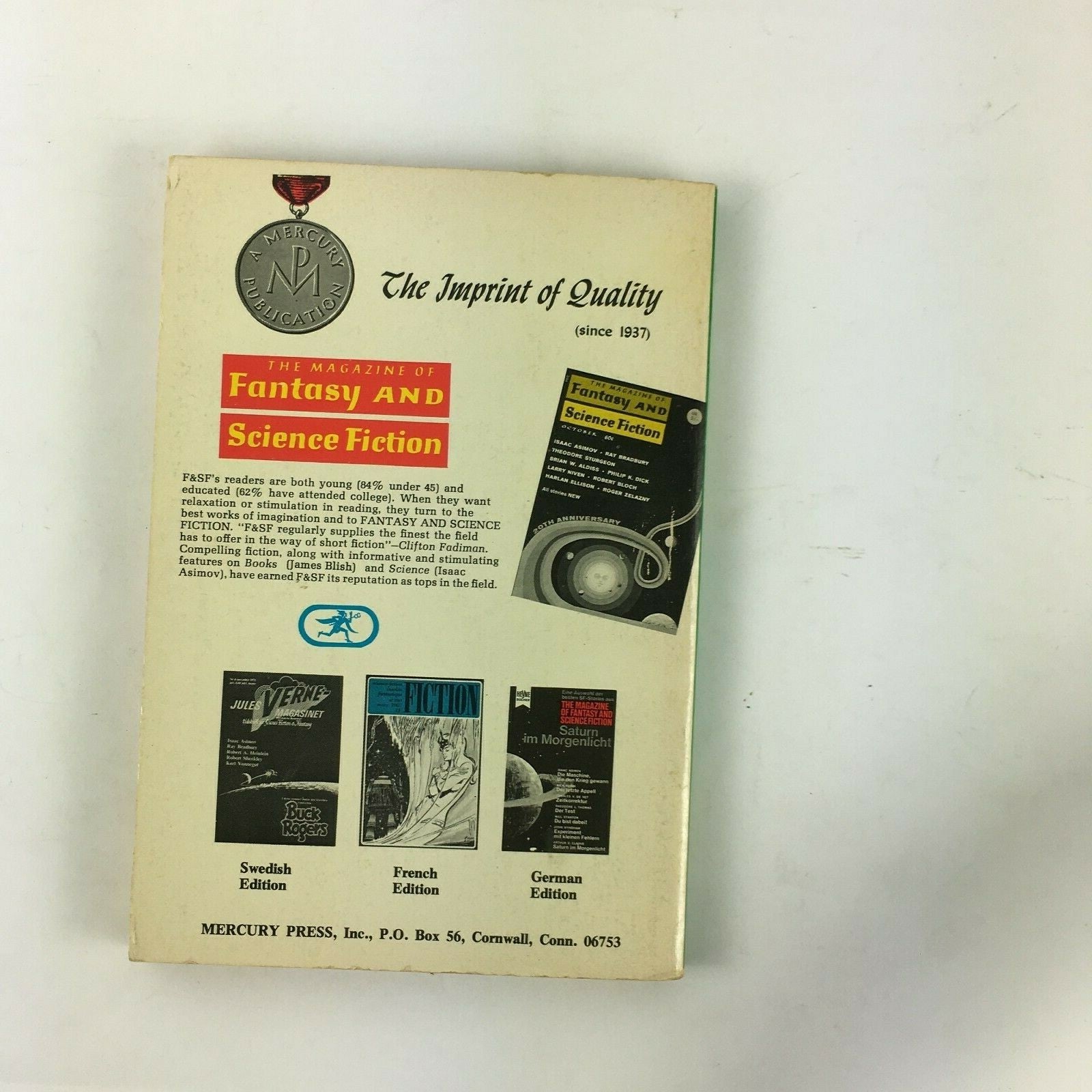 August Fantasy & Science Fiction Magazine GeoAlec Effinger R.Bretnor Dean