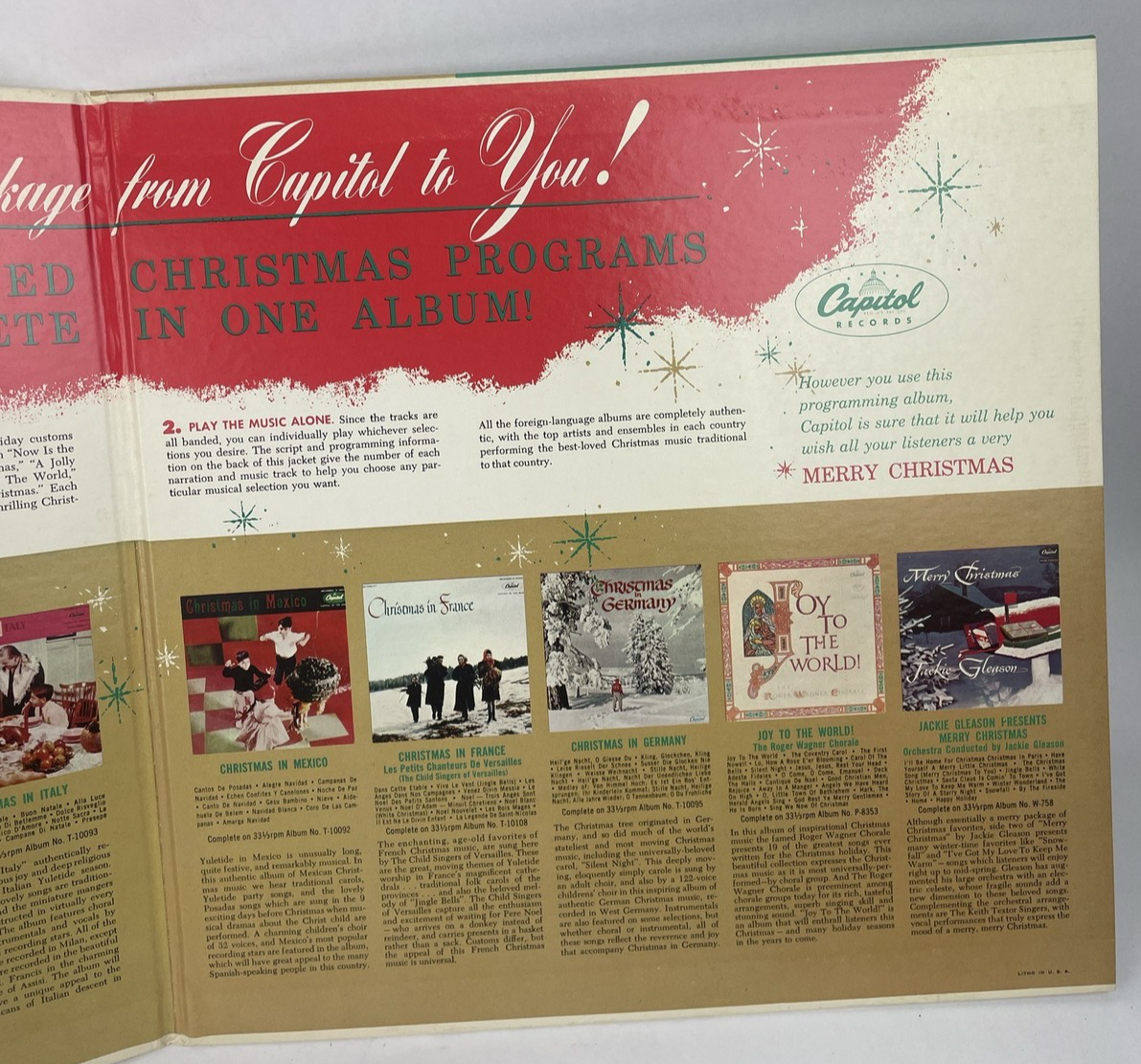 1957 Christmas from Around the World Capitol Records Promo w Fred Waring VGC