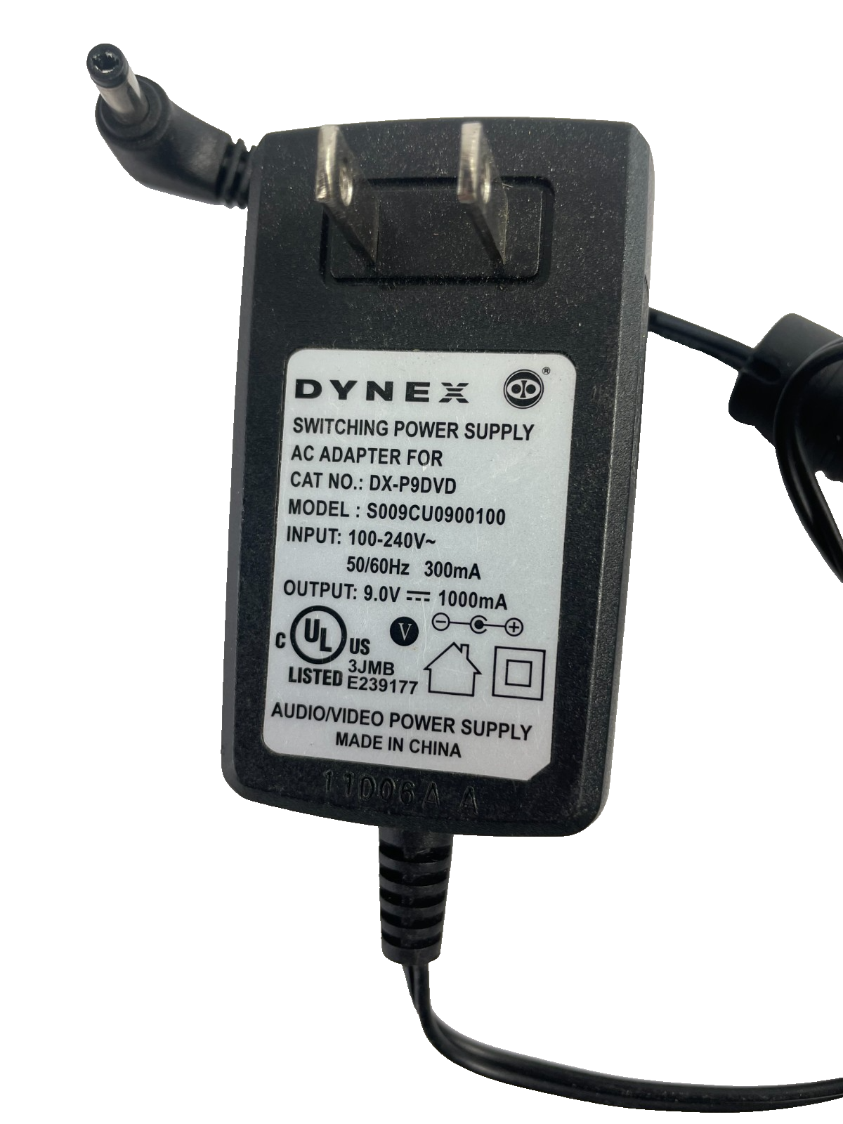Geniune Dynex Model S009CU0900100 Output 9V 1A Power Supply AC Adapter #A79