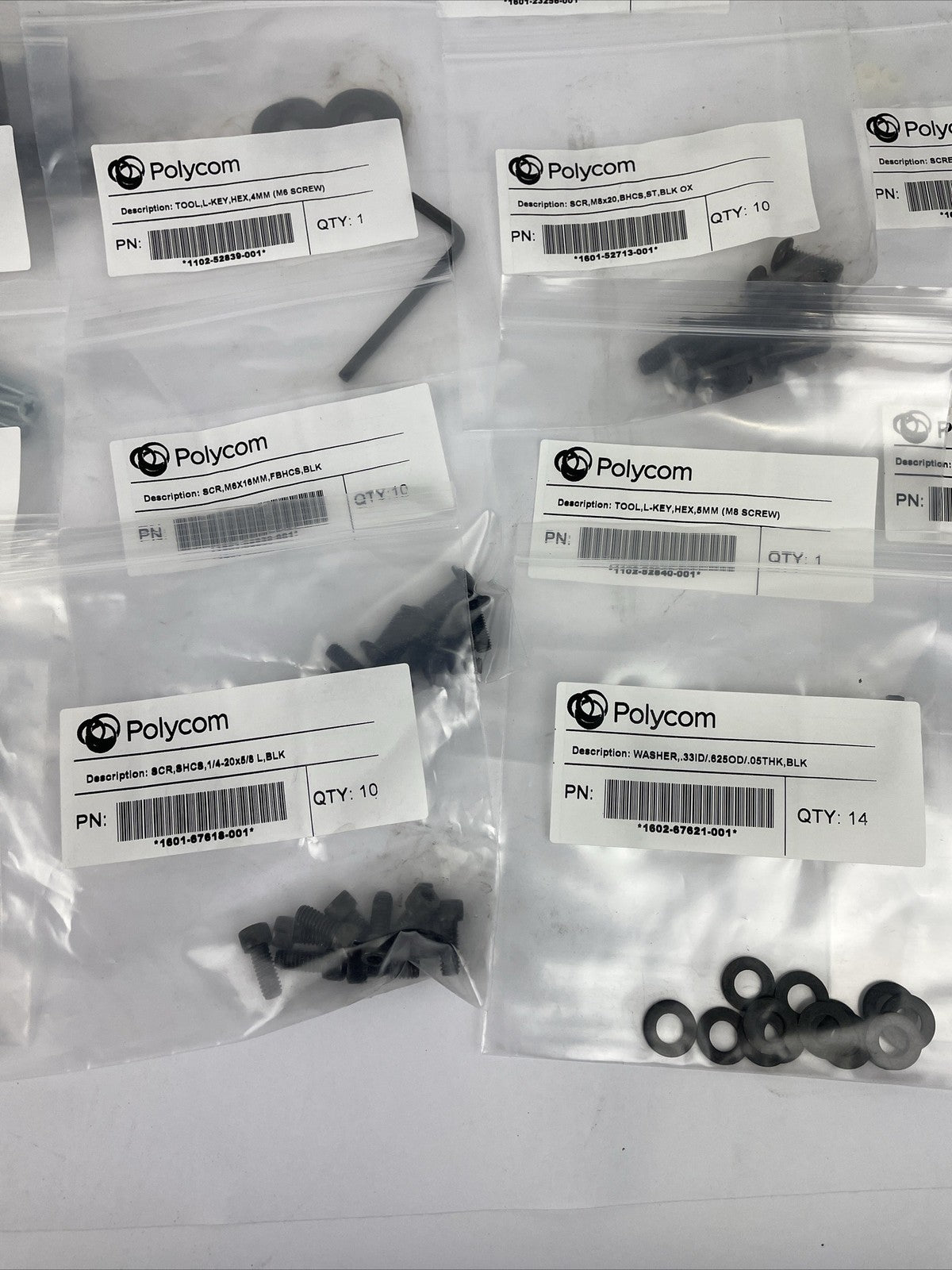 Huge Lot of Polycom ASSY Hardware Kit washers Allen Screws Keys 20 Assorted Bags