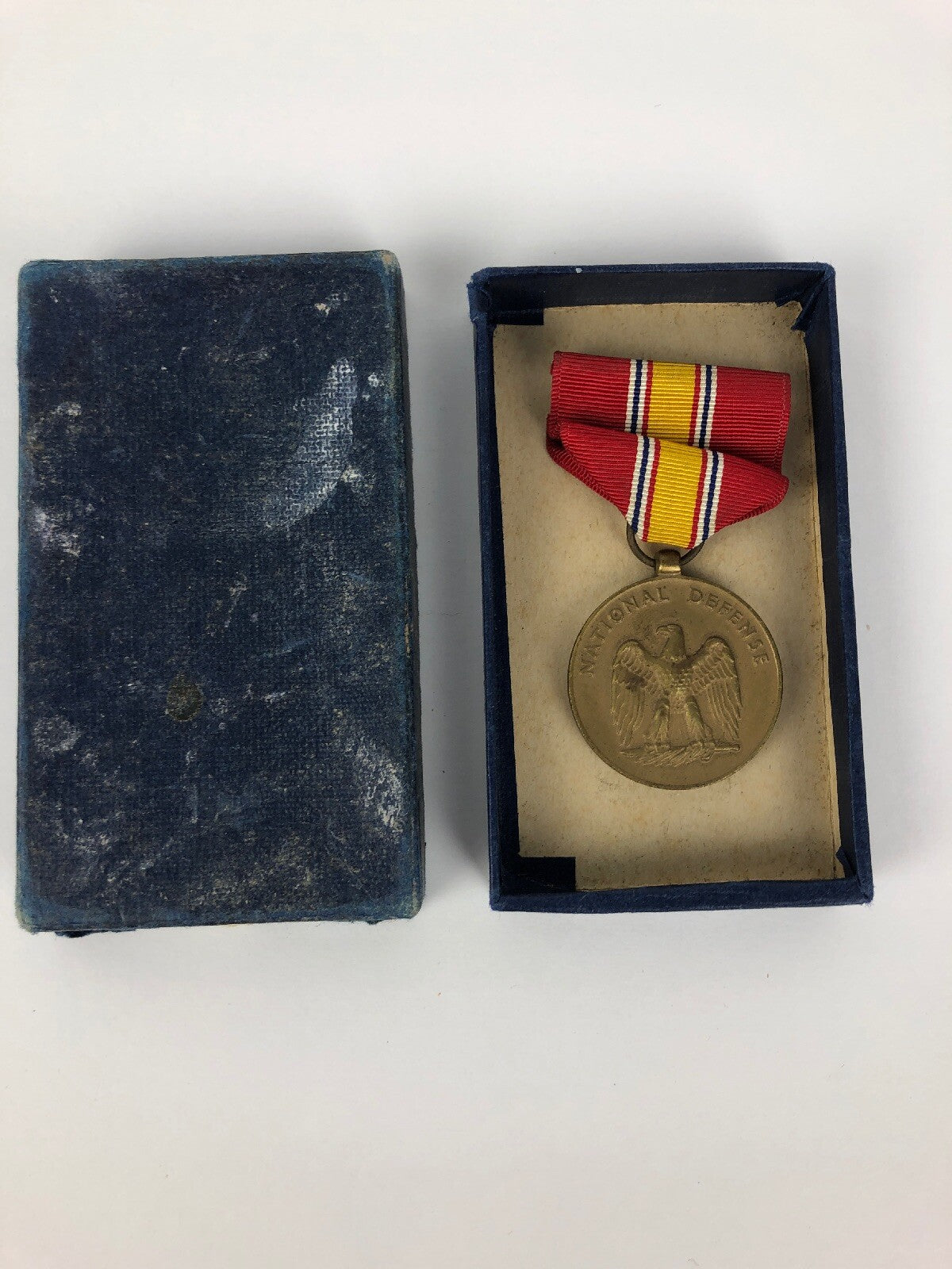 Vintage 1953 Medal National Defense & Ribbon With Original Box - FSTSHP USA