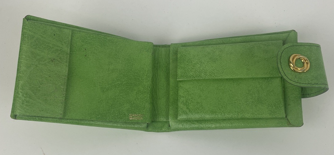 Vintage Princess Gardner Green Leather French Purse Bifold Wallet