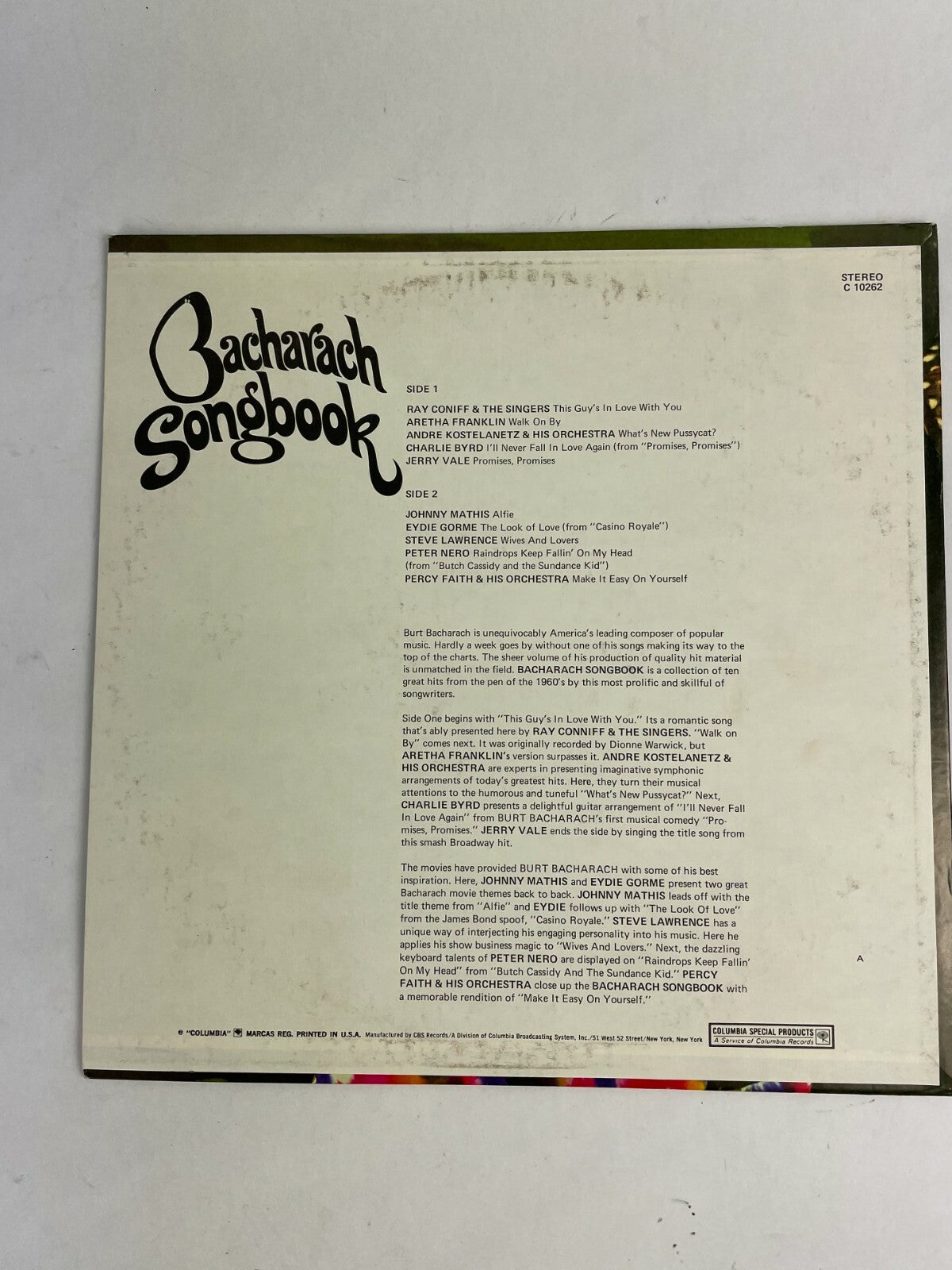 Bacharach Songbook Vinyl Record