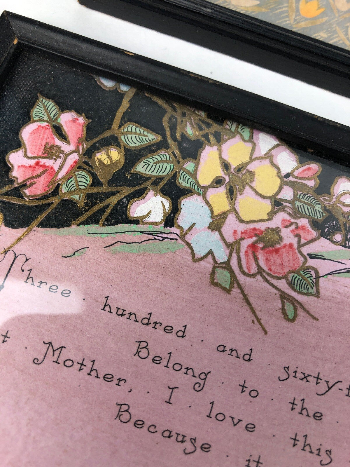 3 Vintage 1930’s American Folk Art Greeting Card Picture Framed RARE Anniversary