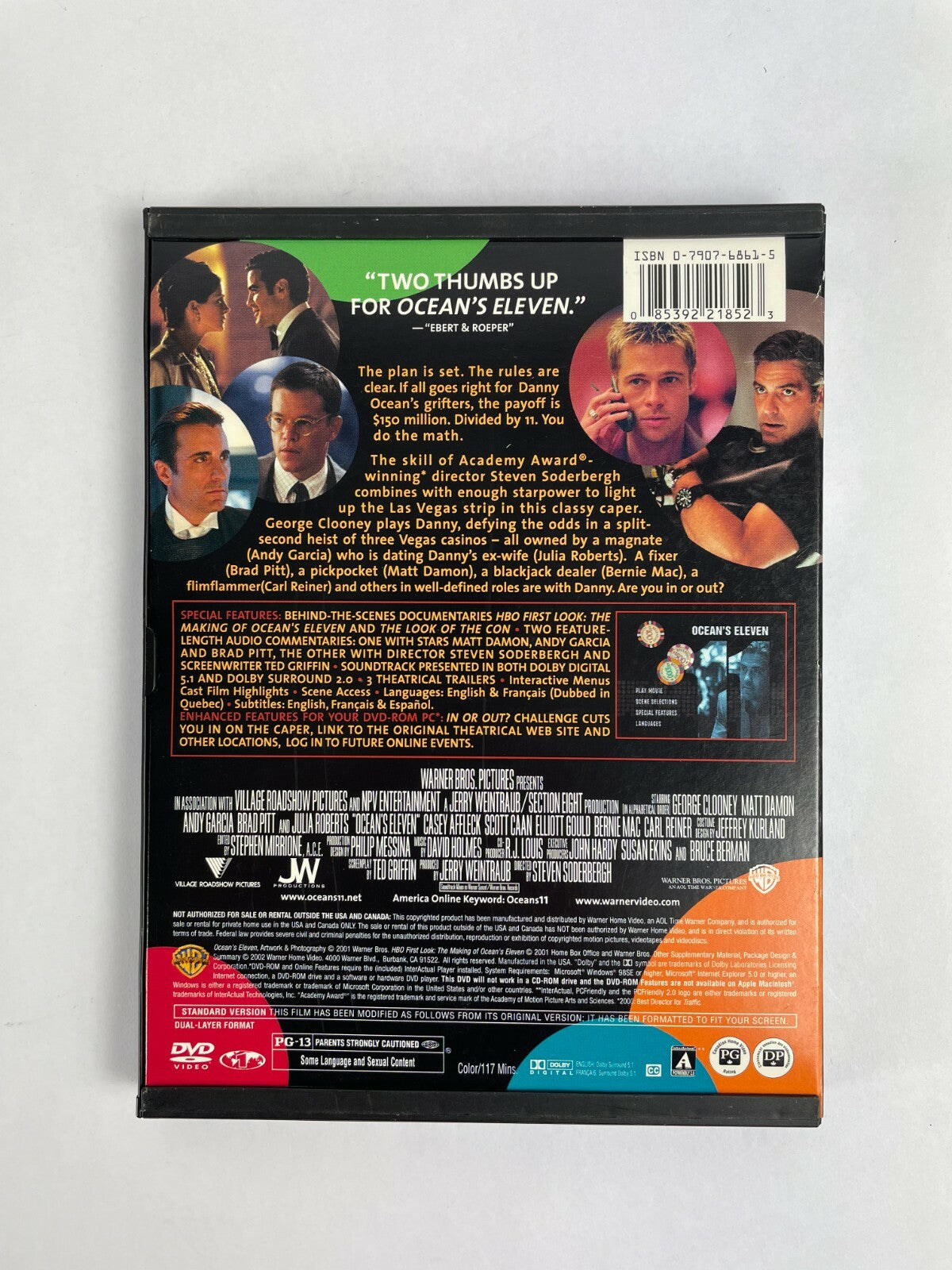 Full Screen Edition Ocean's Eleven George Cloony Matt Damon Andy Garcia Disc Q11