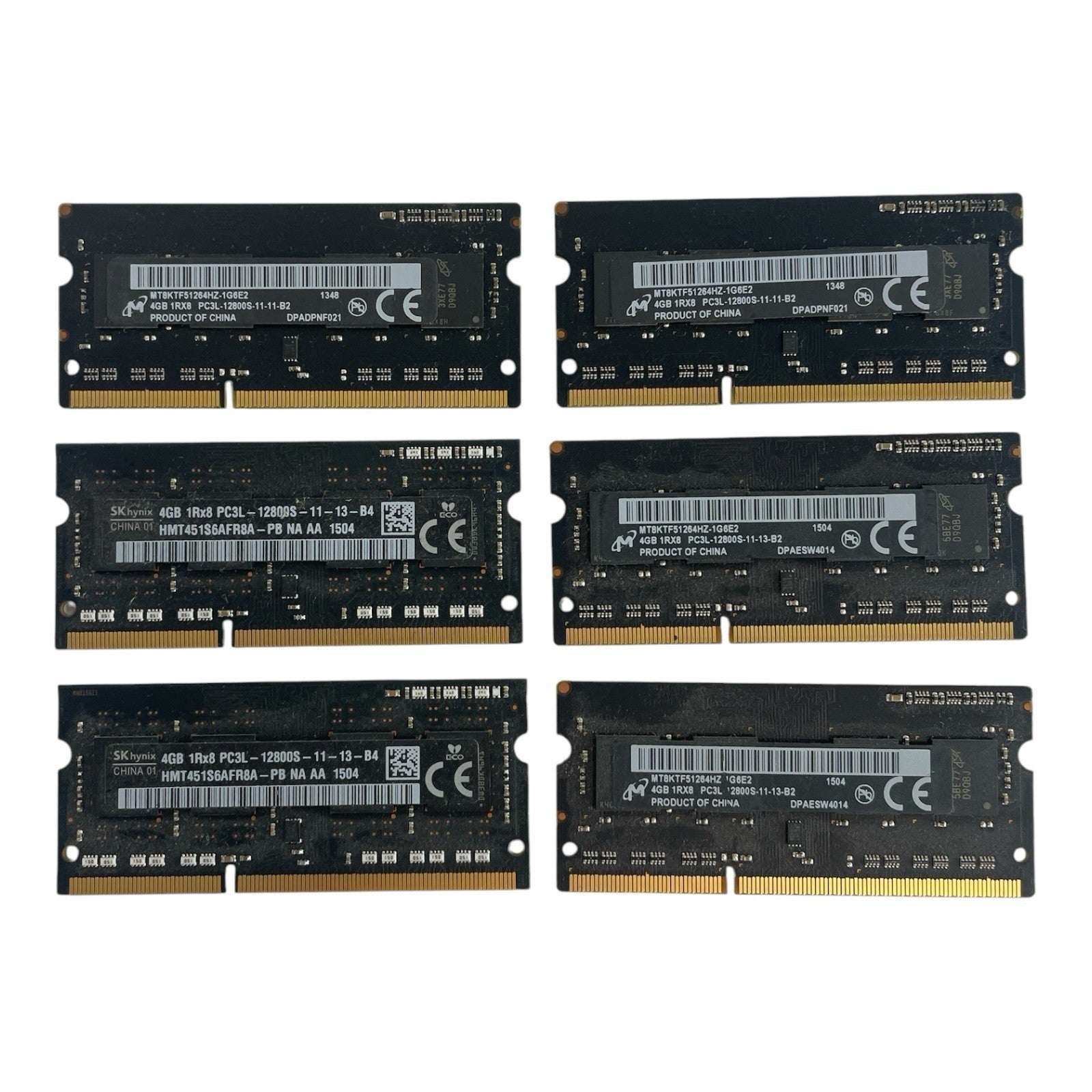 Lot 6 Micron 4GB DDR3L 1600 PC3L-12800S 1Rx8 Laptop RAM SODIMM