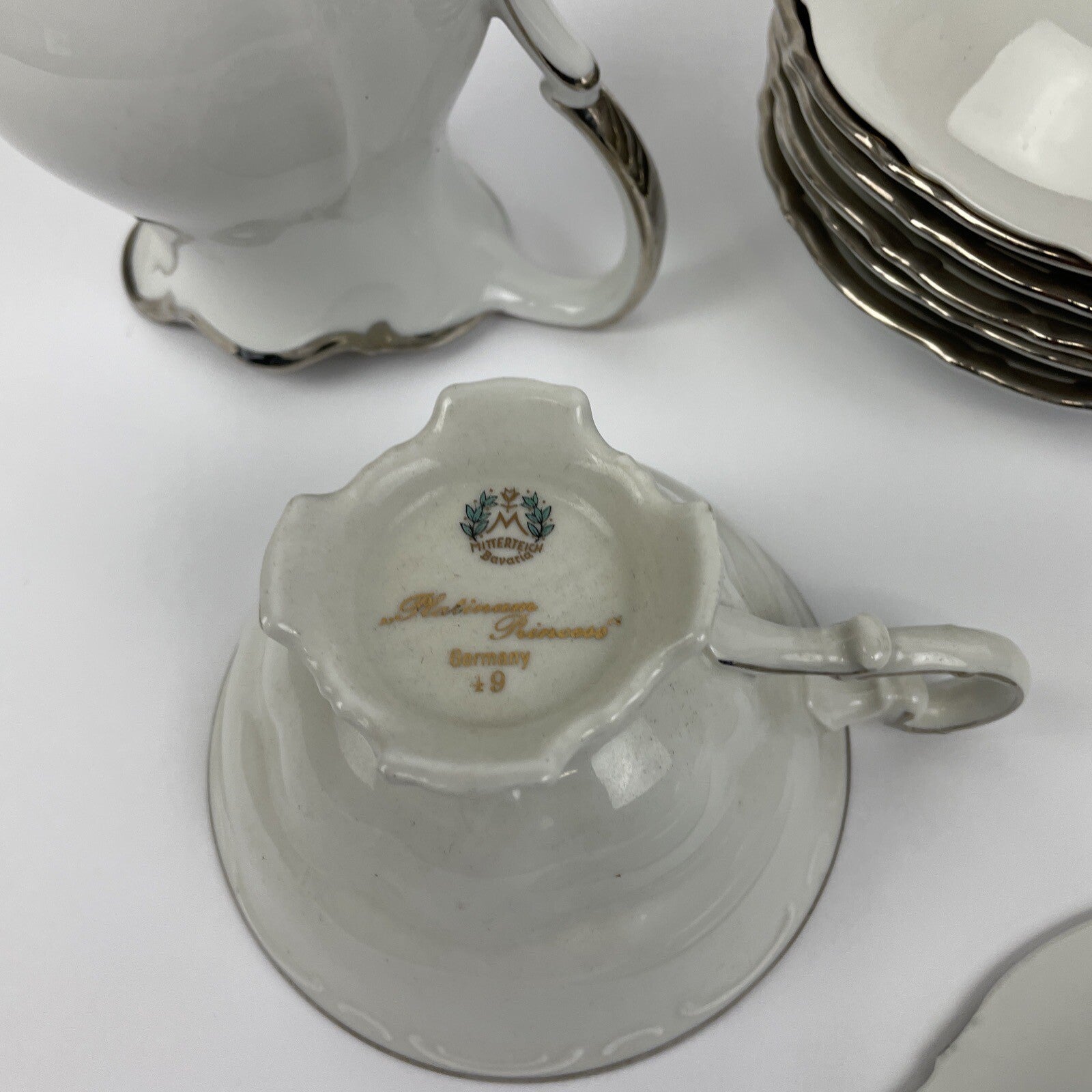 Lot 16 x  Mitterteich Z & Co. Bavaria Silver Lark Bowls Plates Tea Cup Elegance