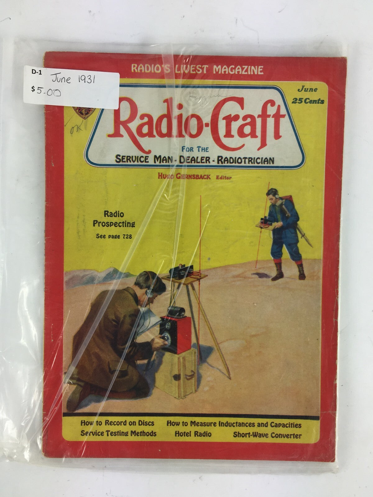June 1931 Radio Craft Hugo Gernsback Magazine Radio Prospecting Hotel Radio