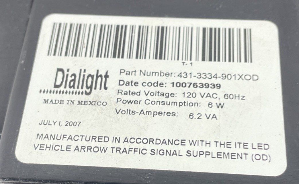 Traffic Signal Light 12" OEM DIALIGHT Yellow Arrow LED Lense Gasket NOS
