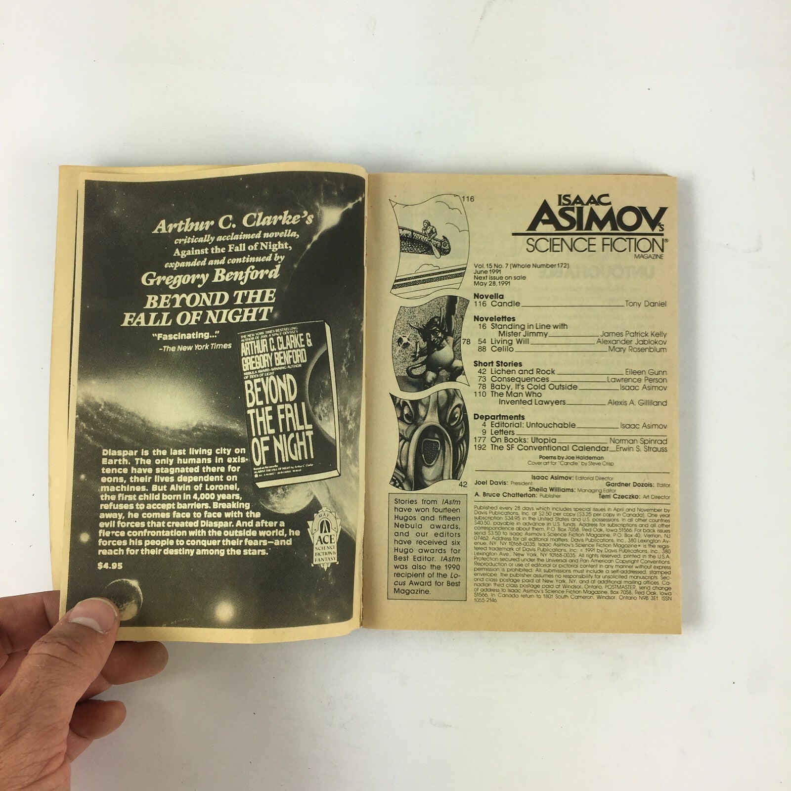 June 1991 Isaac Asimov's Science Fiction Magazine James Patrick Kelly TonyDaniel