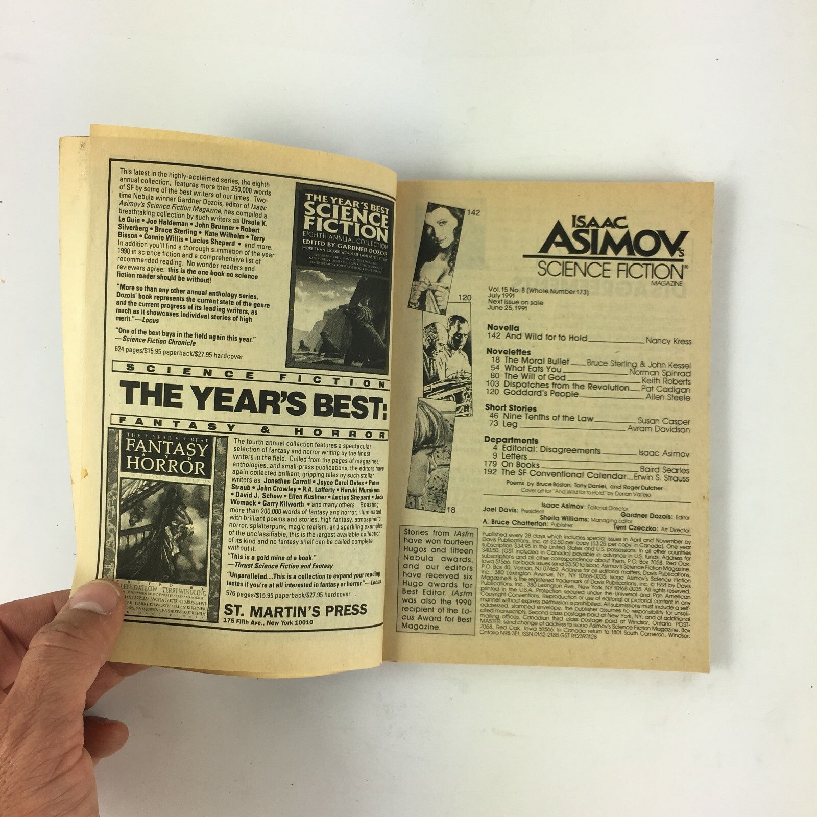 July 1991 Isaac Asimov's Science Fiction Magazine Nancy Kress Pat Cadigan