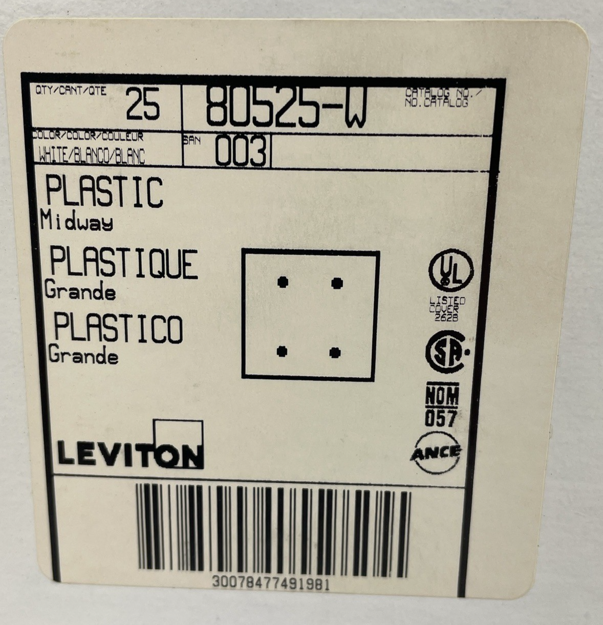 25 Pcs Leviton 80525-W Blank Wallplate 2-Gang Thermoset White Standard Box Mount