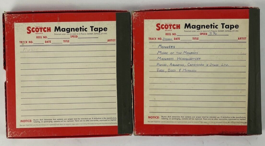 Lot of 2 x Scotch Brand Magnetic Tape 150 Extra Play Monkees Association LOOK