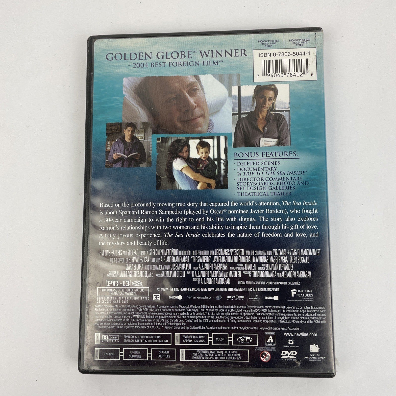 The Sea Inside DVD Mar Adentro Javier Bardem 2004 Academy Award Winner MINT Disc