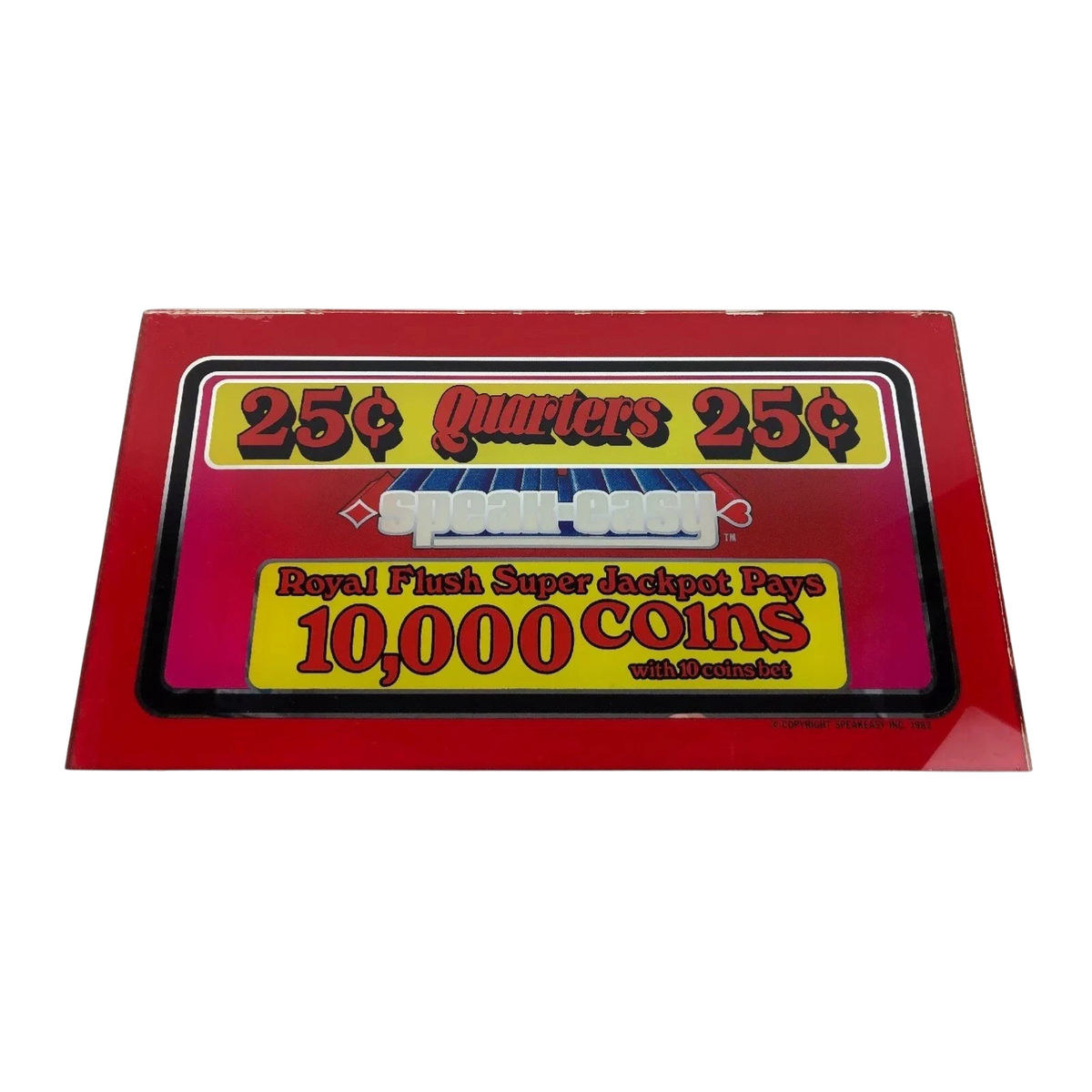 Rare VINTAGE 1982 CASINO SLOT MACHINE PAYOUT GLASS PANEL SPEAK EASY $$ FSTSHP