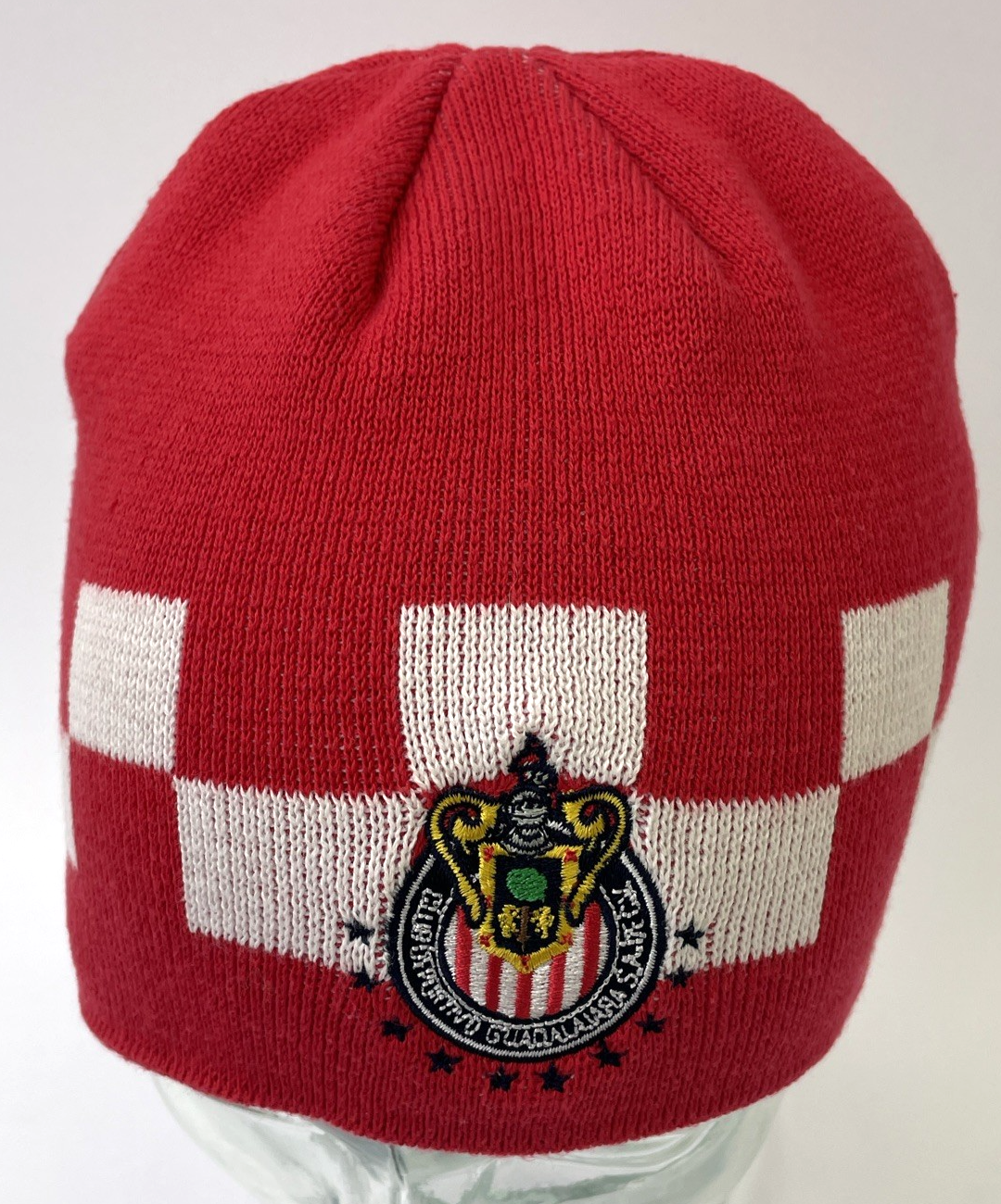 Club Deportivo Chivas Liga MX Mexico FMF Oficial Checkered Knit Hat Beanie OSFA