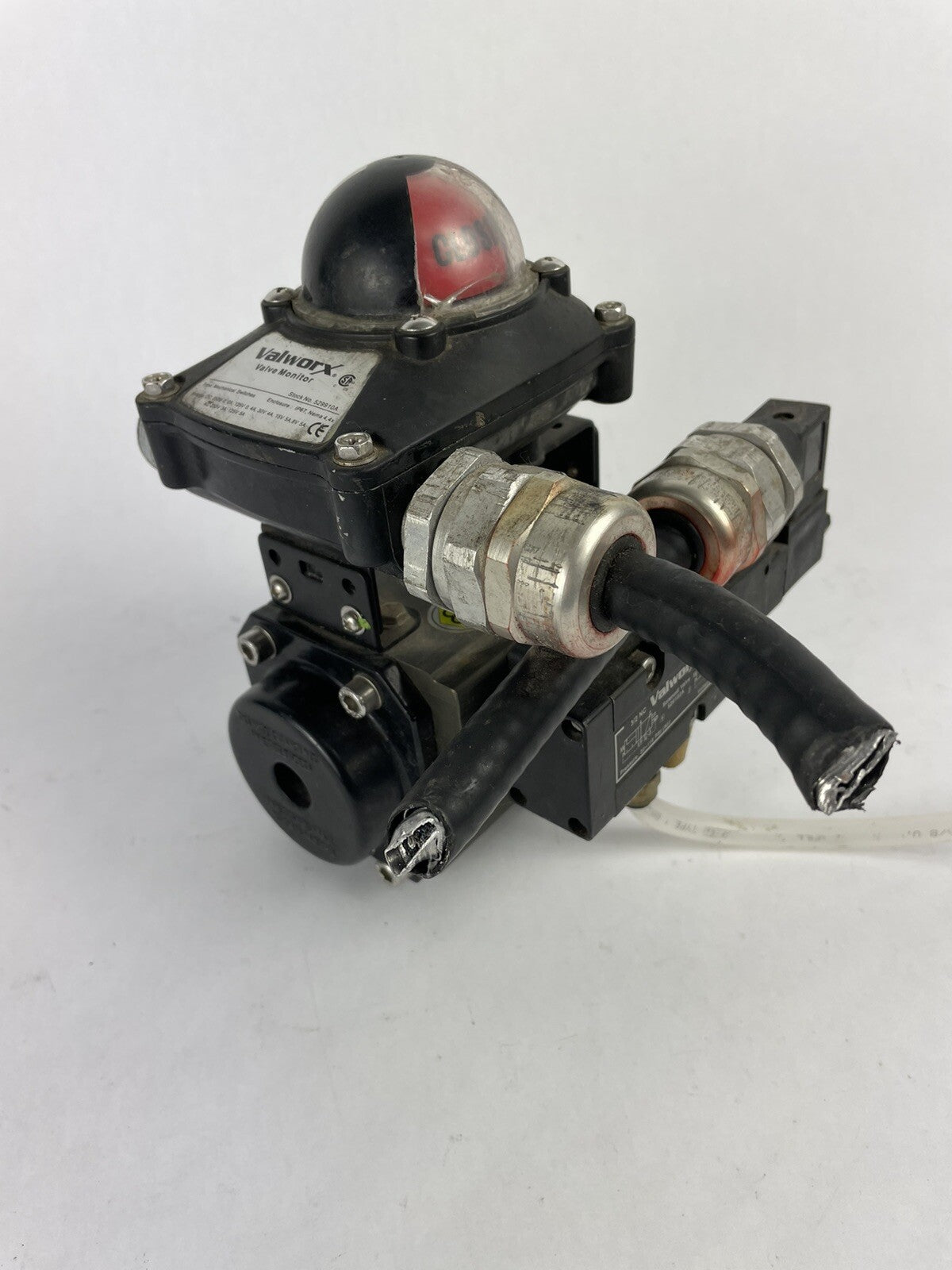 Valworx SR63 spring return pneumatic air actuator with solenoid and limit switch