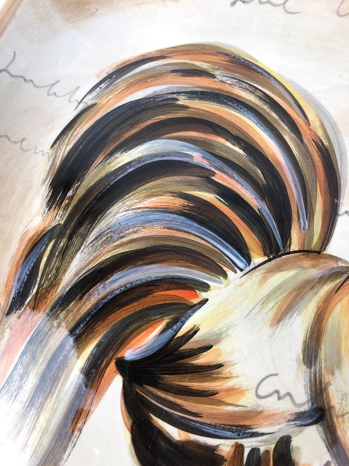 Tabletops Gallery Romalo Rooster 11.25” Sq. Salad Plate Hand Painted Beautiful