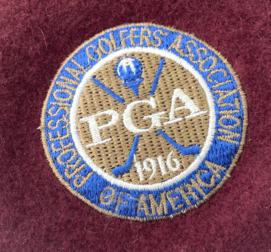 PGA Bancroft Military Beret Maroon Wool Sz 7 5/8 "  Nicklaus " Golf Memorabilia