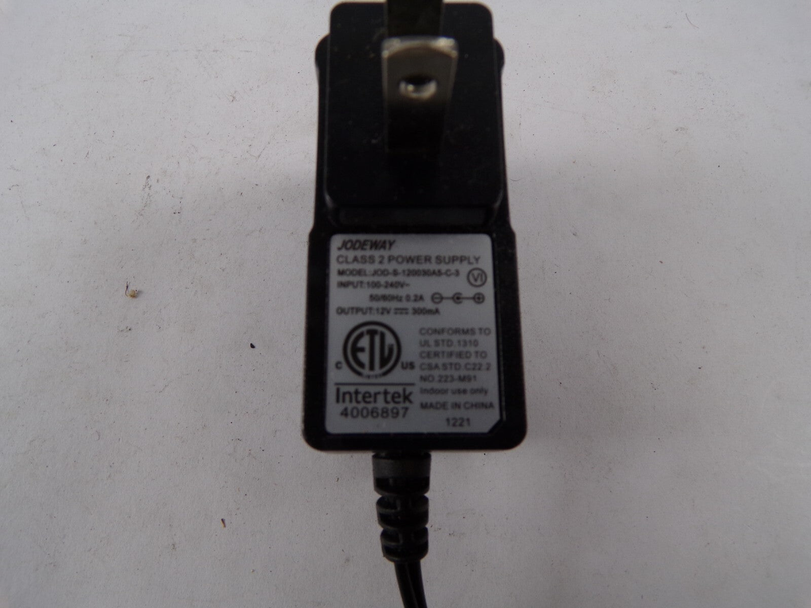 GenuineJodewayJOG-S-12003GA5-C-5 Output 12V 300mAClass2 Power Supply Adapter A55