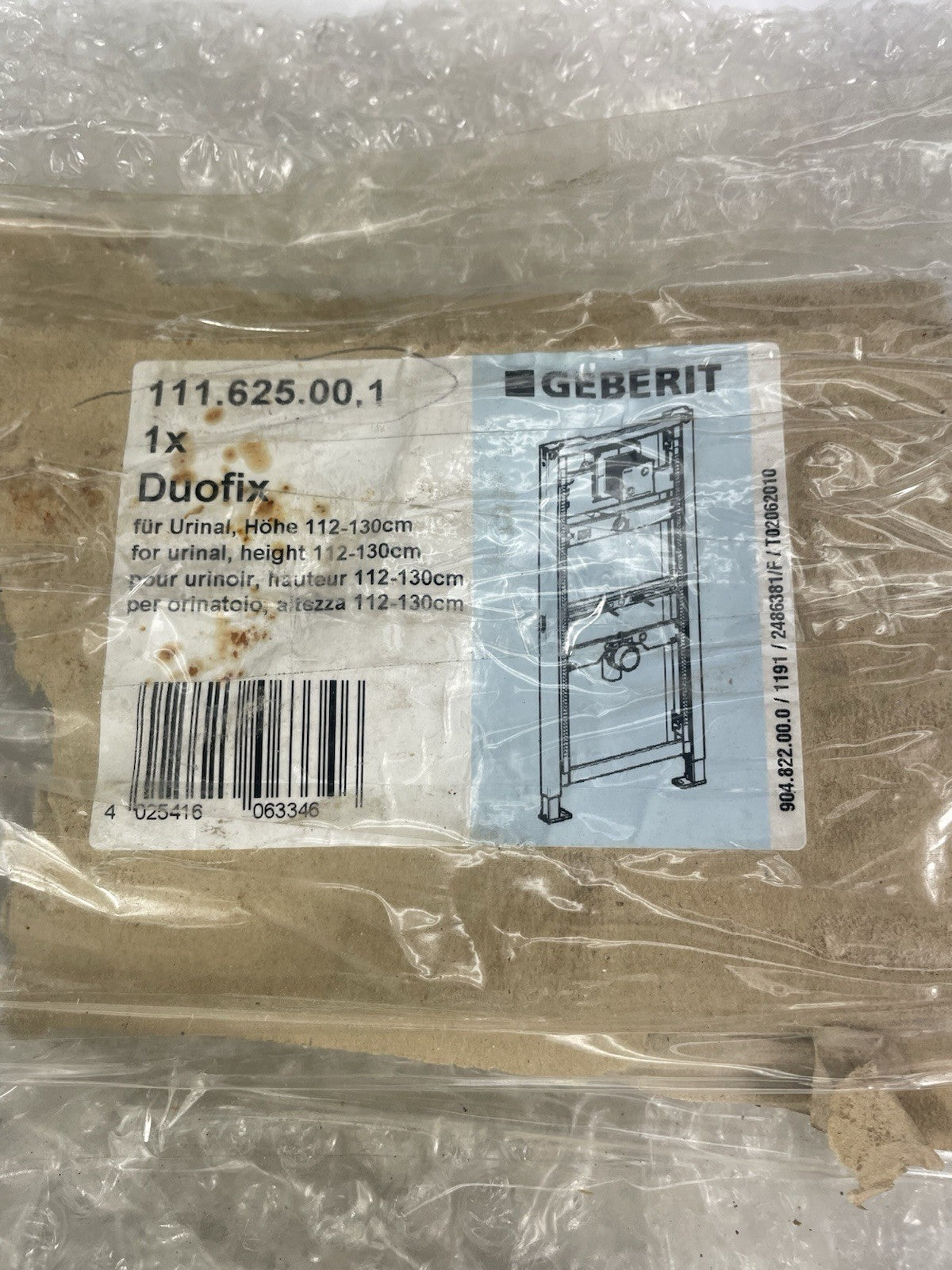 Geberit Duofix Omega Concealed Tank for 2x6 Walls - 111.012.00.1 - 1.6/0.8GPF