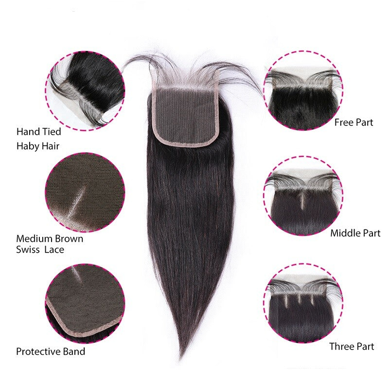 Brand New Ali Grace Brazilian Straight lace 14" Natural Color 100% Human Hair A1