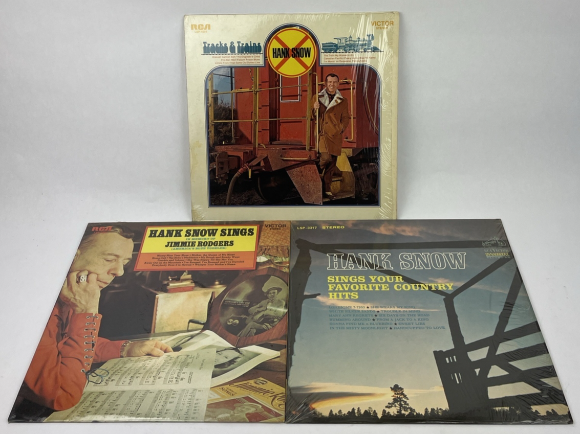 3 x HANK SNOW - Tracks & Trains - In Memory of Jimmy Rodgers + LP Vinyl Record