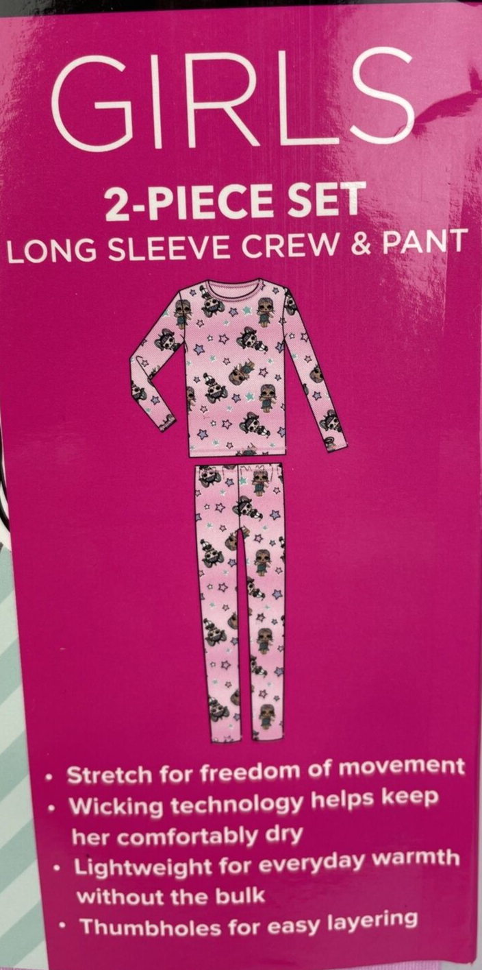 NWT Cuddl Duds LOL Surprise! Girl's Large 10/12 Warm Layer 2 Piece Pants L/S Top