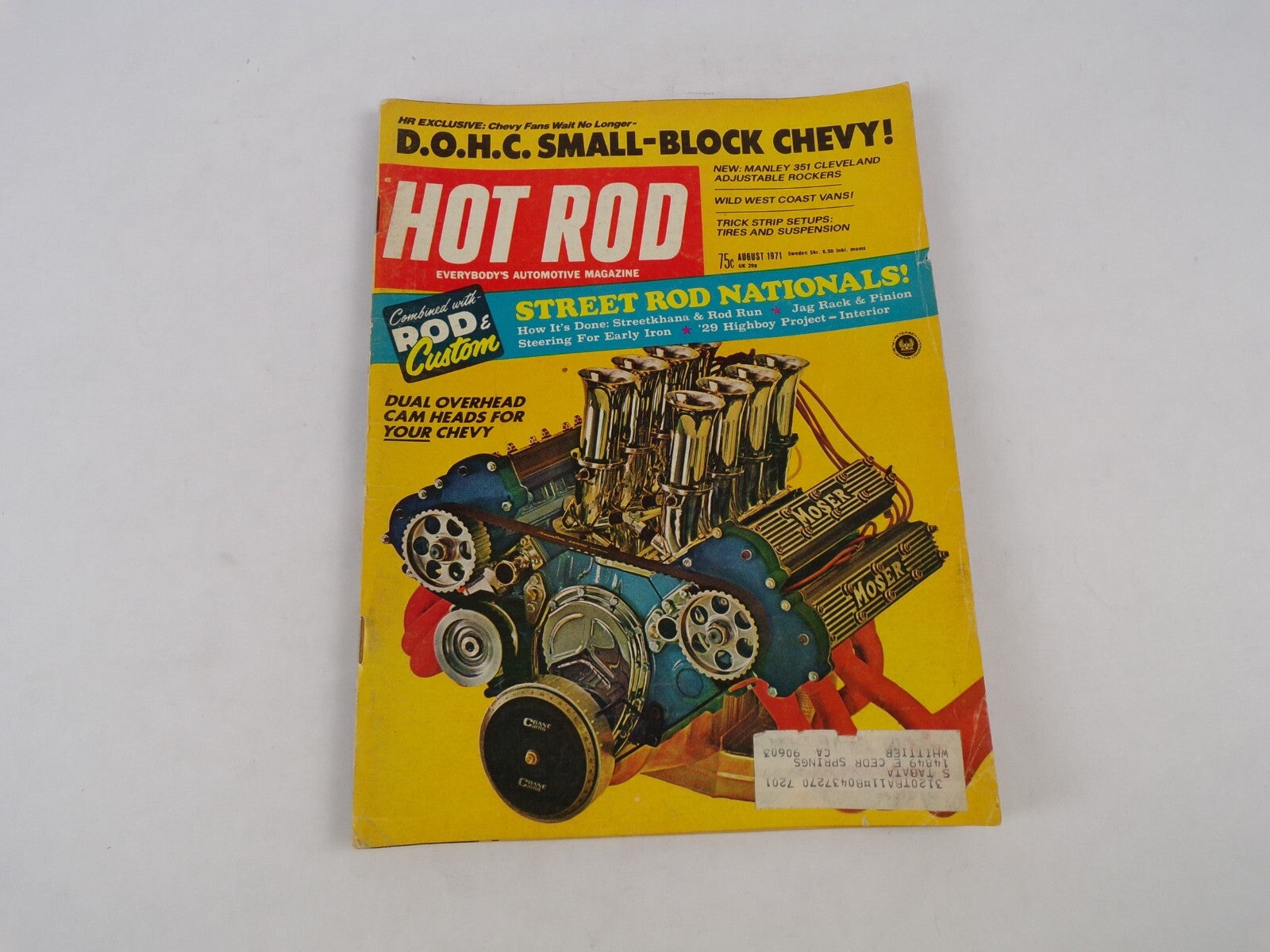 August 1971 Hot Rod Magazine D.O.H.C.Small-Block Chevy! Street Rod Nationals!