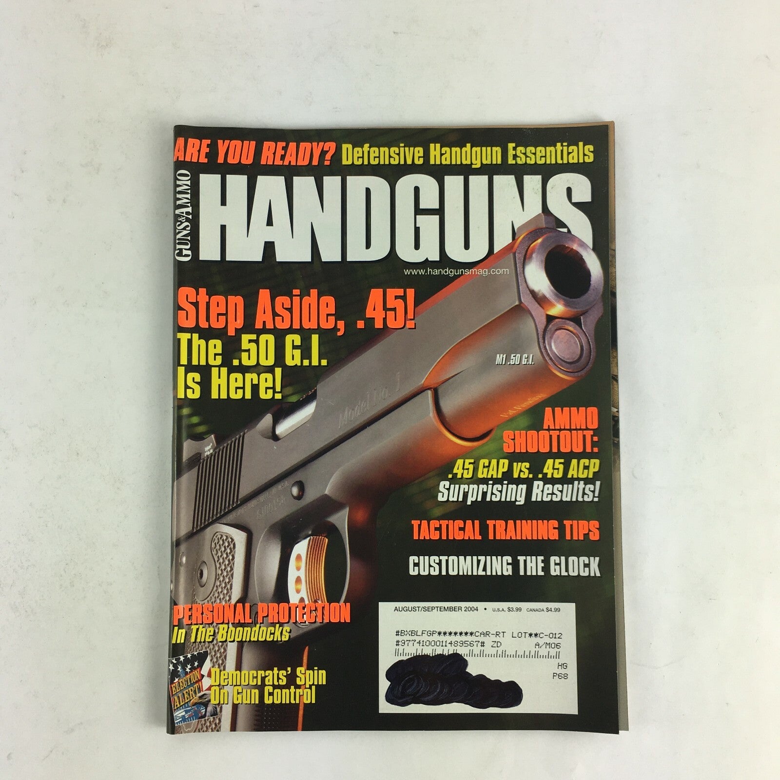 September 2004 Guns&Ammo Handguns Magazine Step Aside, .45! The .50 G.I Is Here!