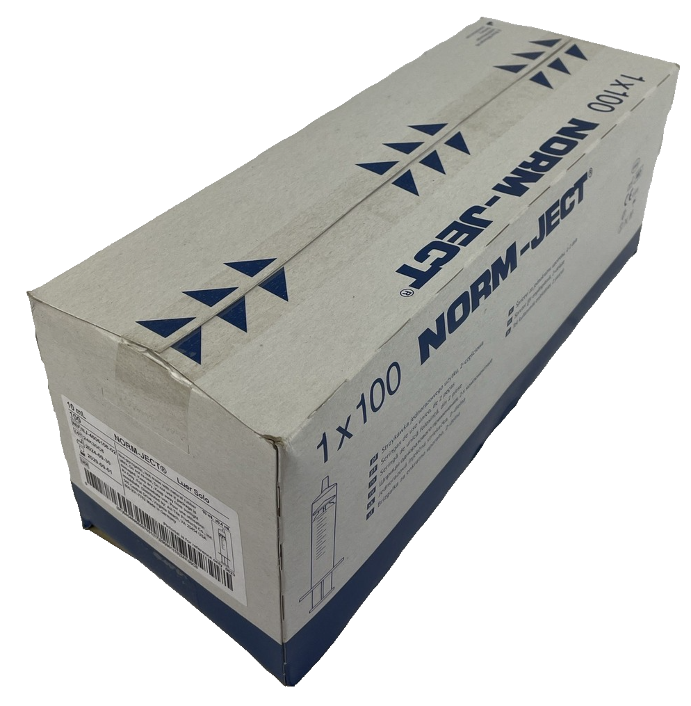 Box of 100 x OEM Norm-Ject NJ-4606108-02 Plastic Syringe Luer Solo 10 mL  2029