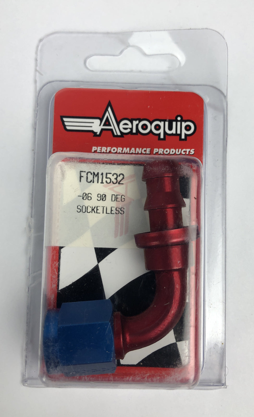 Aeroquip Blue/Red Fitting Hose End Socketless 90D 6AN Barb 6AN Female Al FCM1532
