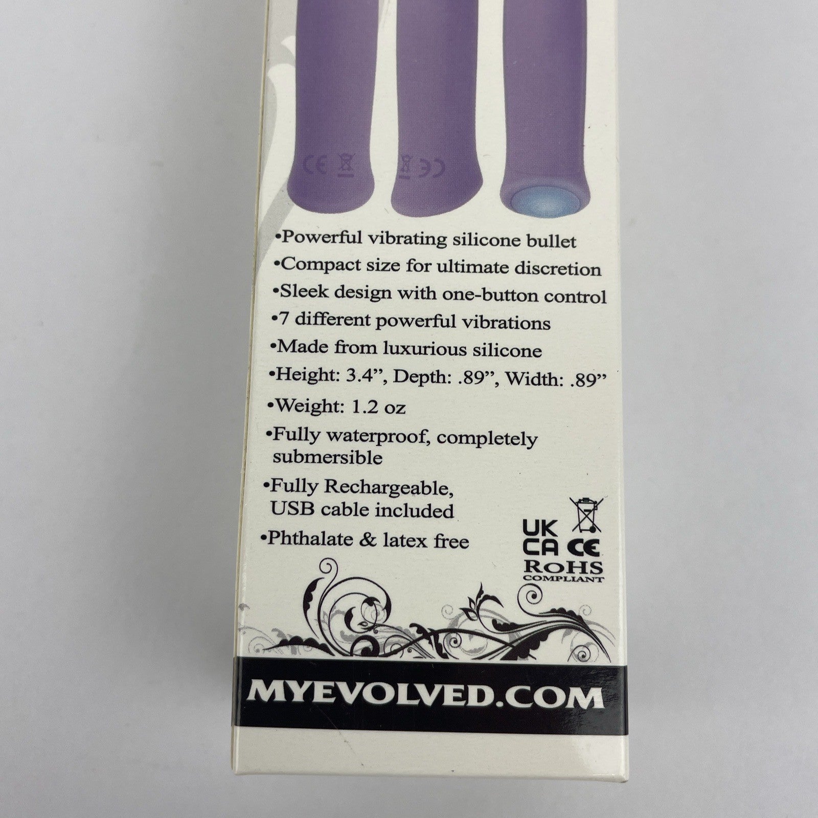" Evolved " On The Spot Bullet Rechargeable Light Up Vibe Personal Toy - Purple