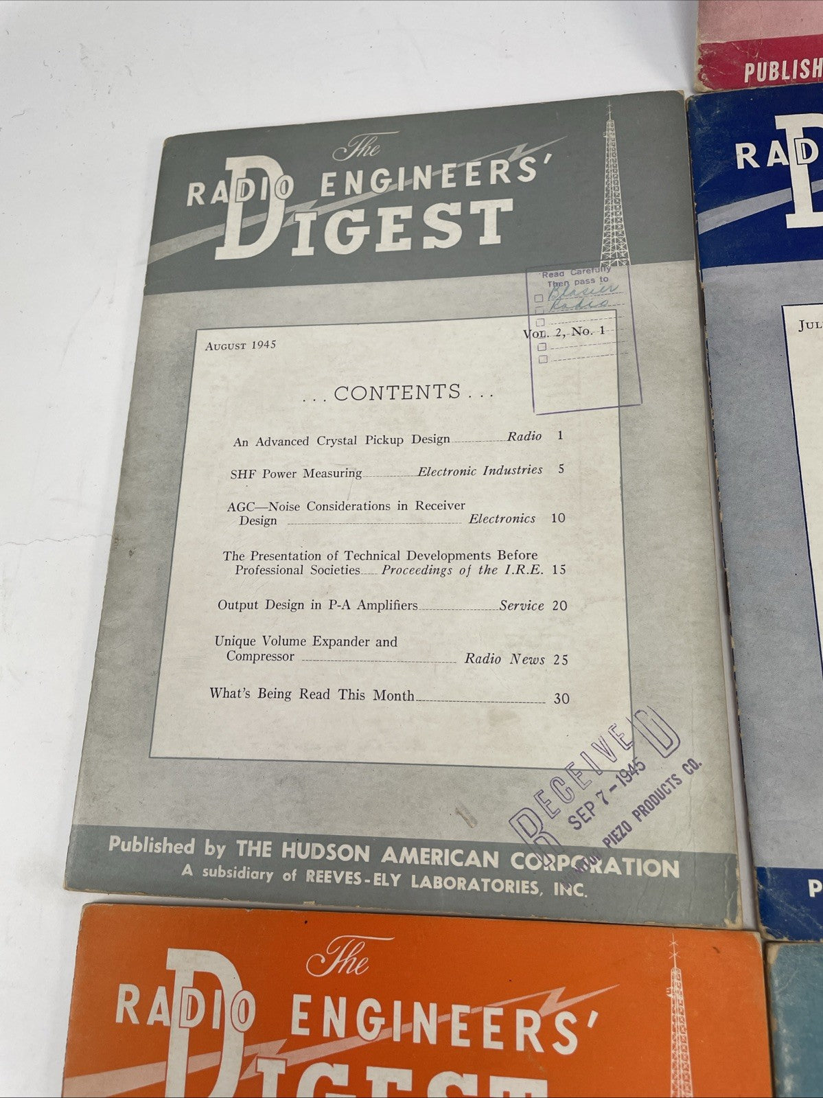Lot of 8 x The Radio Engineers' Digest 1945 Edition Hudson American Corporation