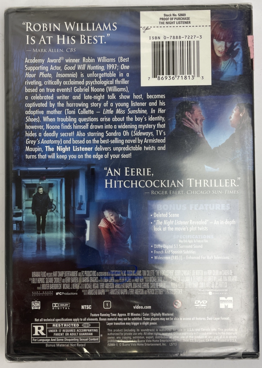[NEW & FACTORY SEALED]The Night Listener | ROBIN WILLIAMS CRIME MYSTERY THRILLER