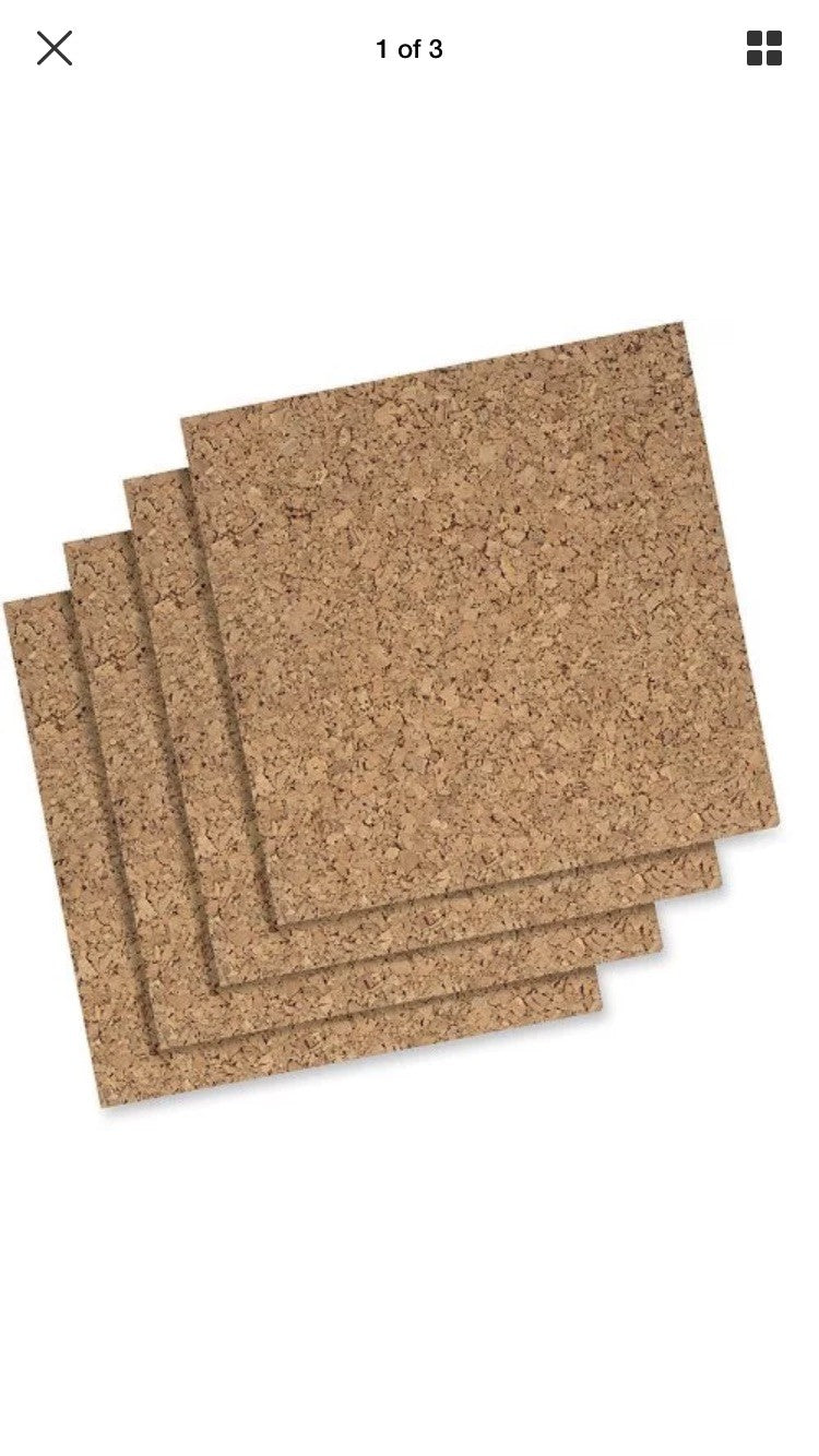 Quartet Cork Tile Or Roll Bulletin Board - Cork Surface 4 Pc 12” x 12” W Hrdwre
