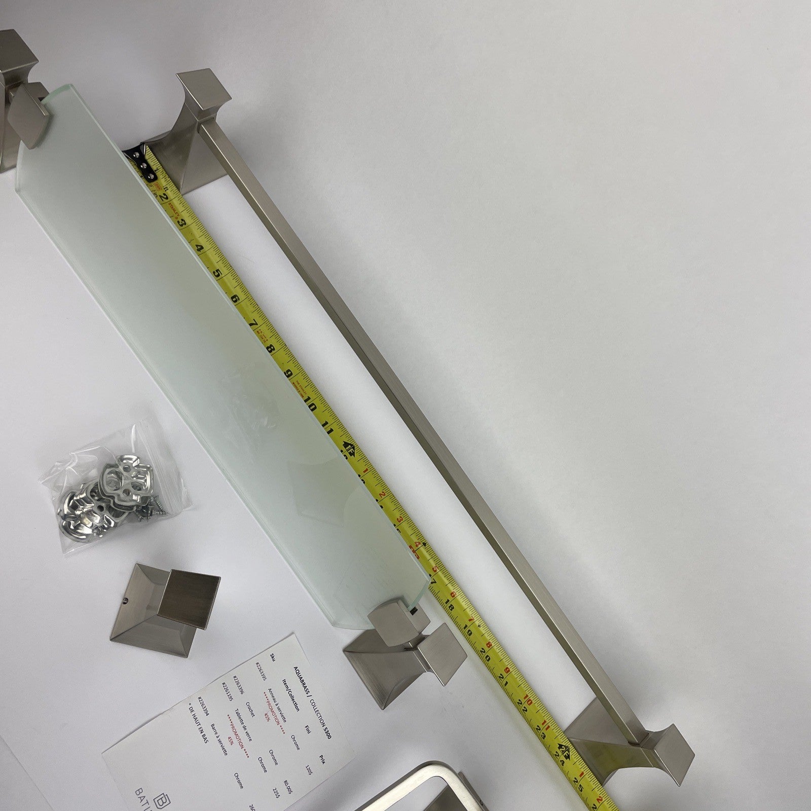 AQUABRASS Collection 5300 Brushed Brass Silver Towel Bar Towel Ring Hook Shelf