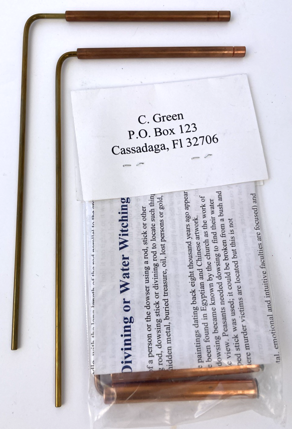 Mini Dowsing Rods Pair With Handles Full Instructions Underground Water Witching