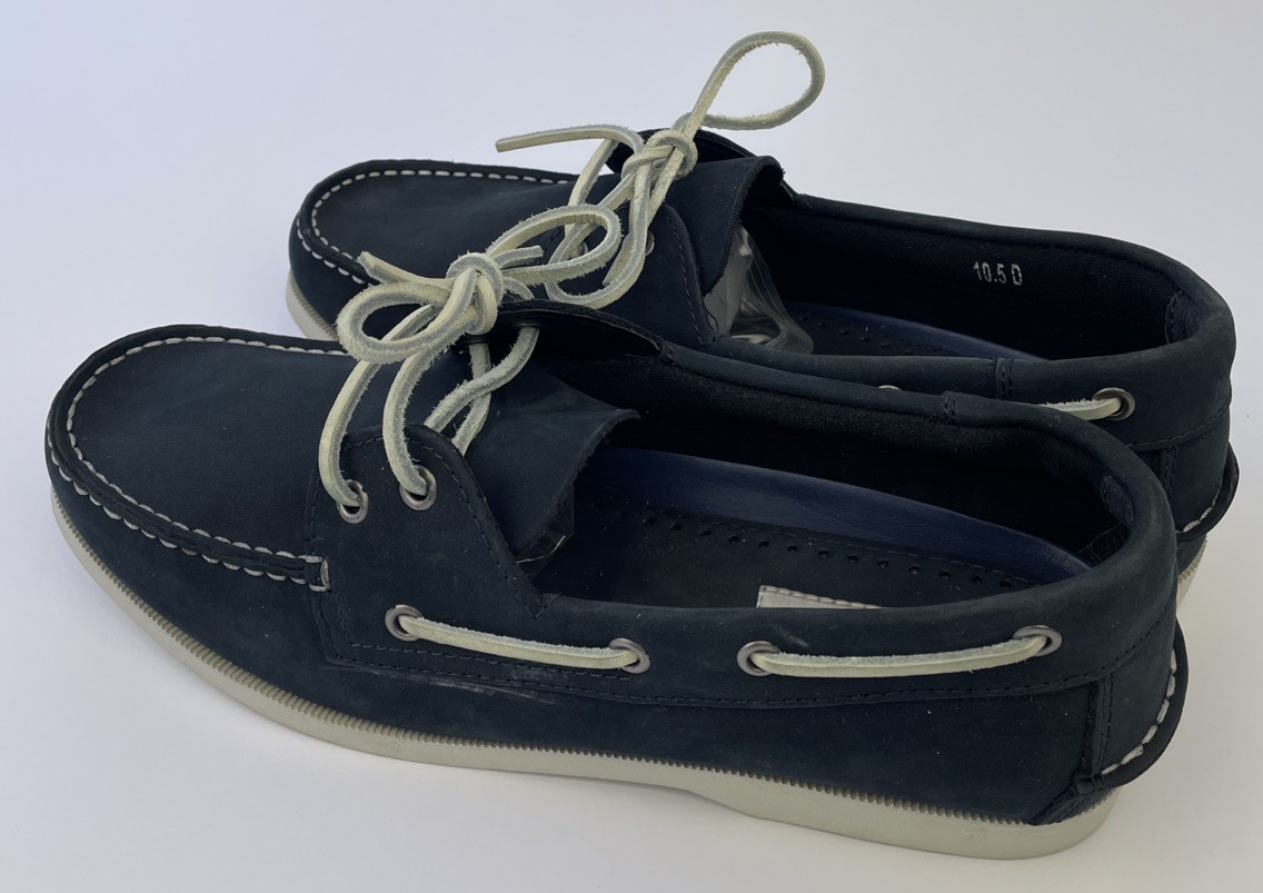 Joseph Abboud Boat Shoes Mens 10.5 Navy Blue Nubuck Leather Moc Toe Deck Loafers