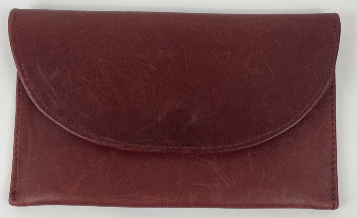 NEELY MACK SAN FRANCISCO BURGANDY LEATHER Heiress Cowhide Clutch Purse Wallet